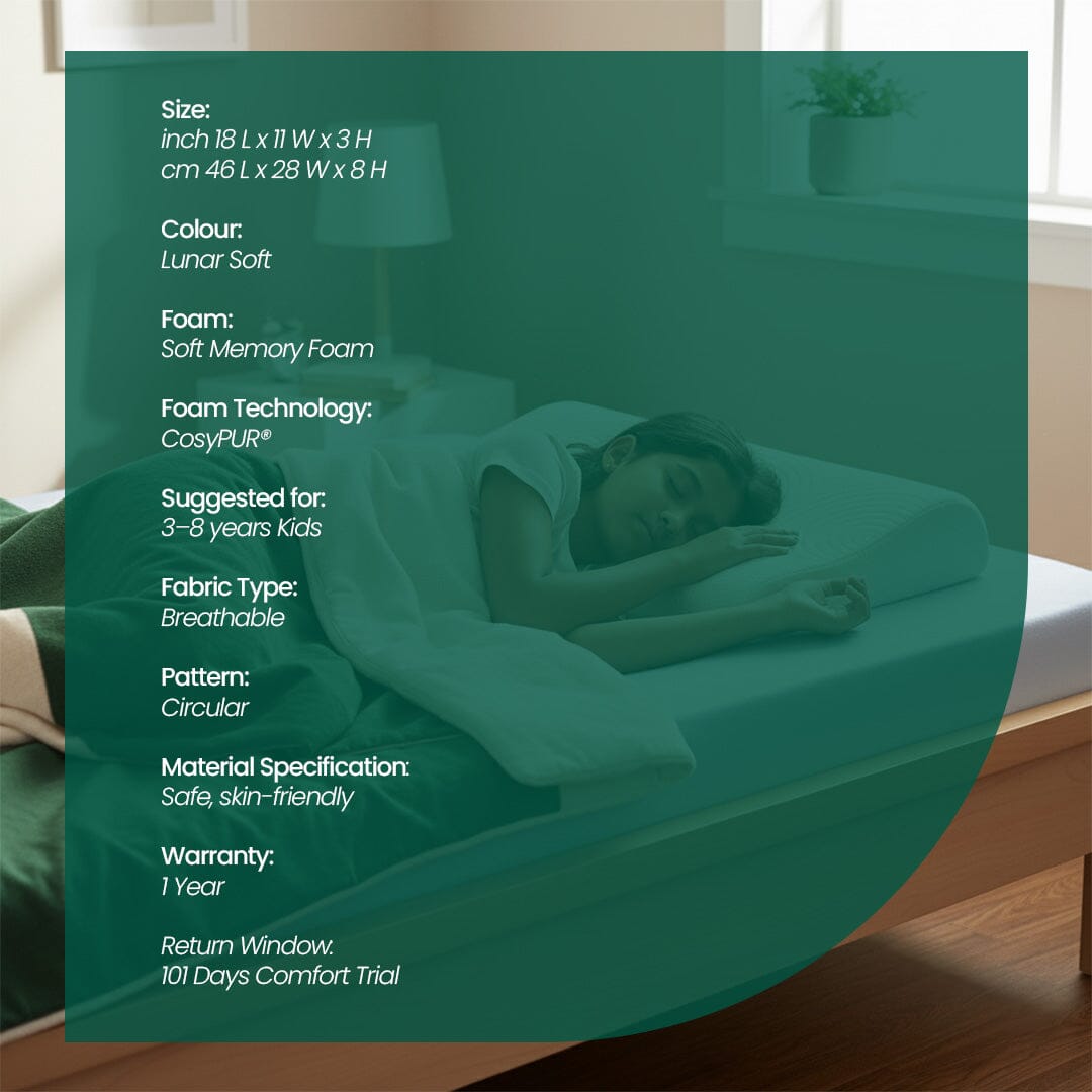 Little Dreamers - DreamyCurve Kids Memory Foam Pillow (3 - 8 Years) - Baby - 8 - 15 Years - Pillow - The White Willow