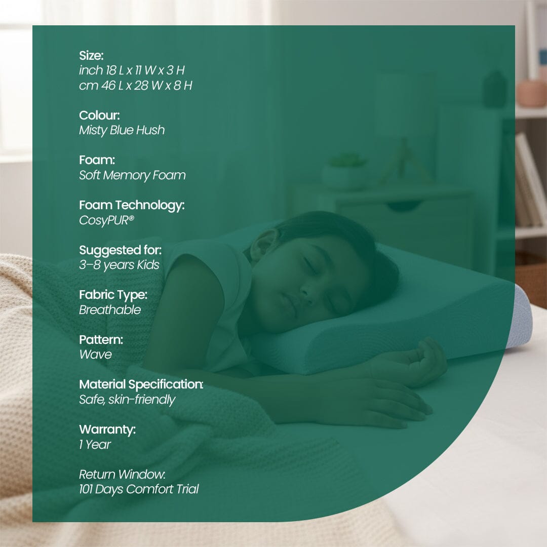 Little Dreamers - DreamyCurve Kids Memory Foam Pillow (3 - 8 Years) - Baby - 8 - 15 Years - Pillow - The White Willow