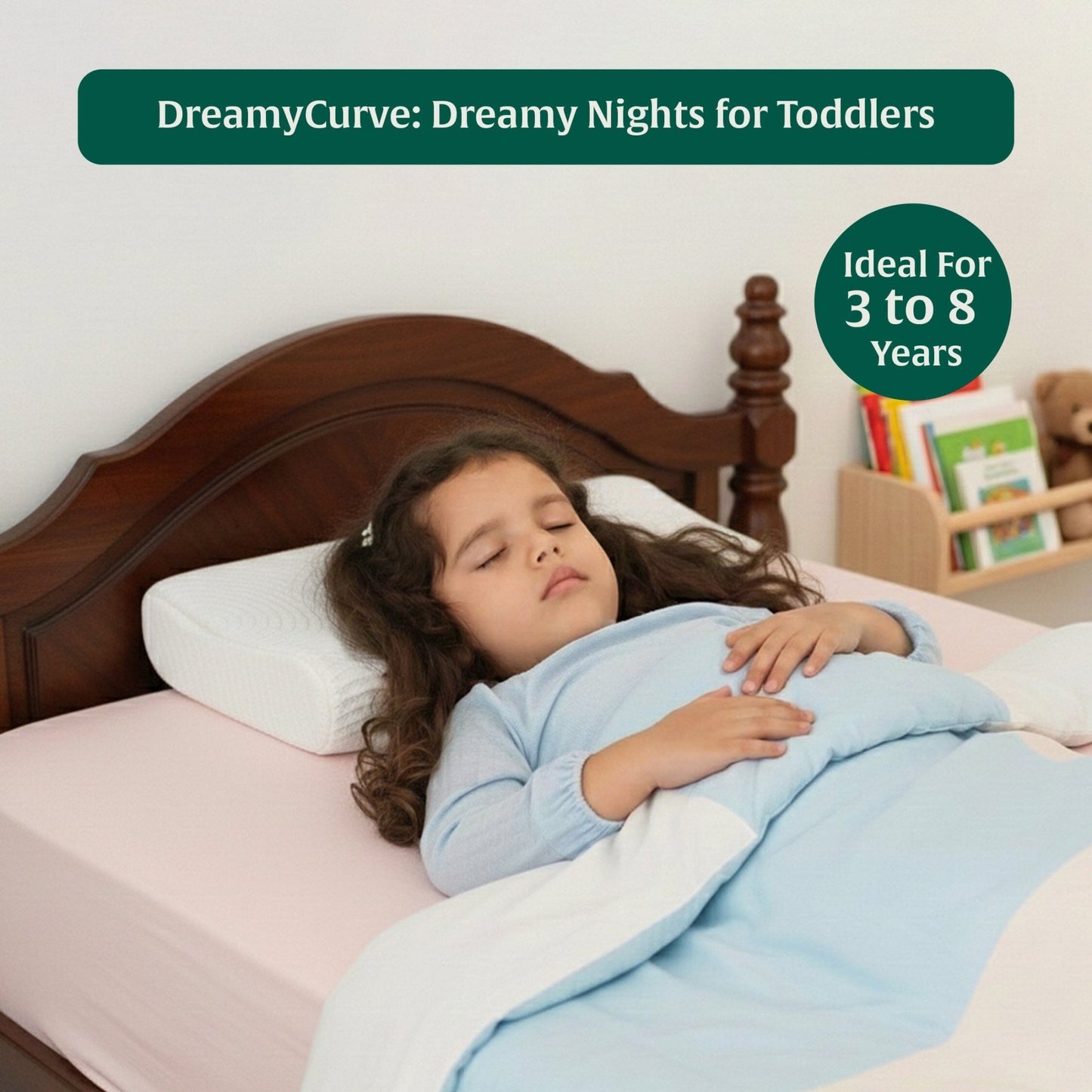 Little Dreamers - DreamyCurve Kids Memory Foam Pillow (3 - 8 Years) - Baby - 8 - 15 Years - Pillow - The White Willow