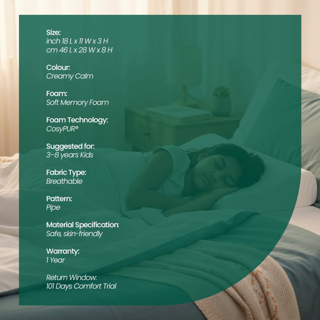 Little Dreamers - DreamyCurve Kids Memory Foam Pillow (3 - 8 Years) - Baby - 8 - 15 Years - Pillow - The White Willow