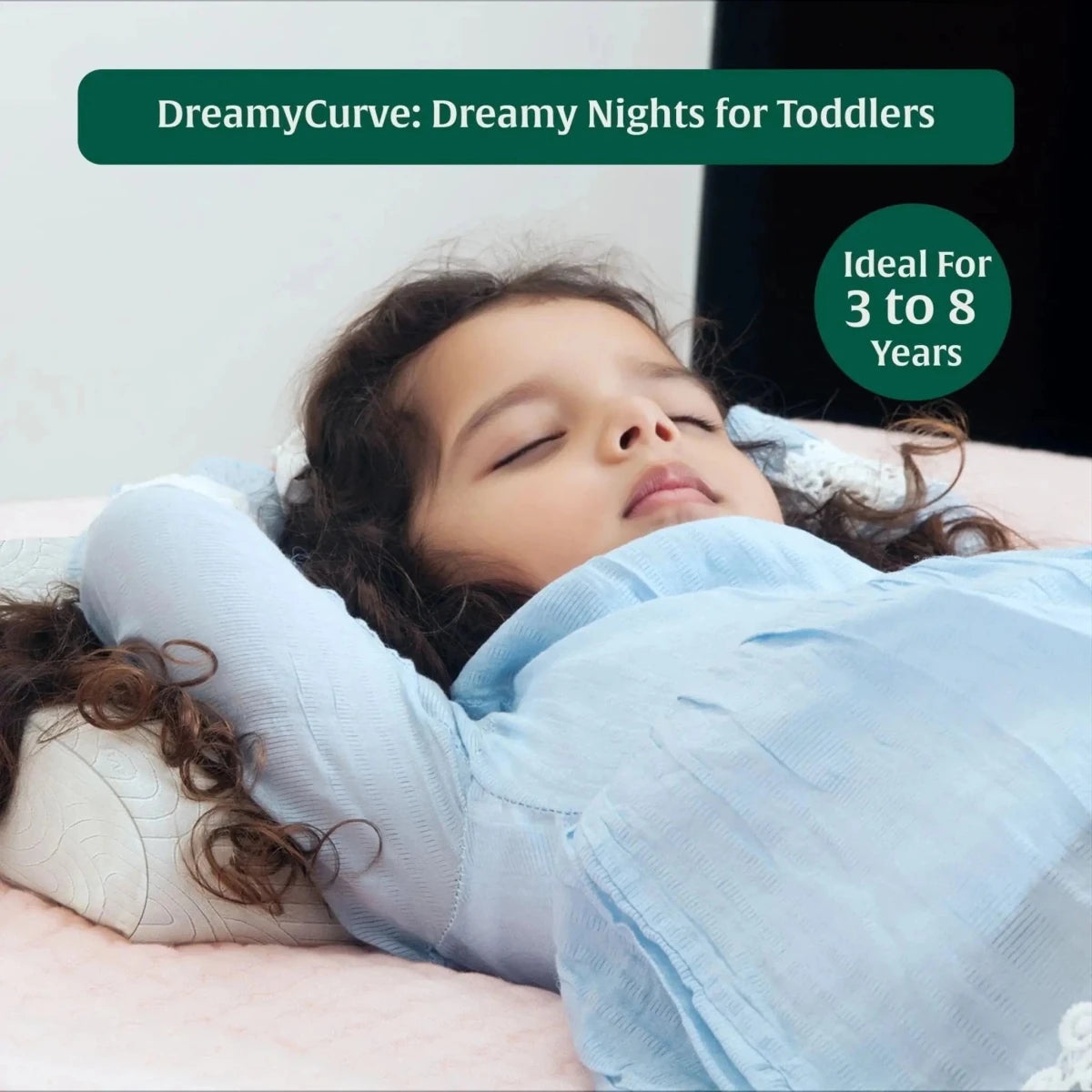 Little Dreamers - DreamyCurve Kids Memory Foam Pillow (3 - 8 Years) - Baby - 8 - 15 Years - Pillow - The White Willow