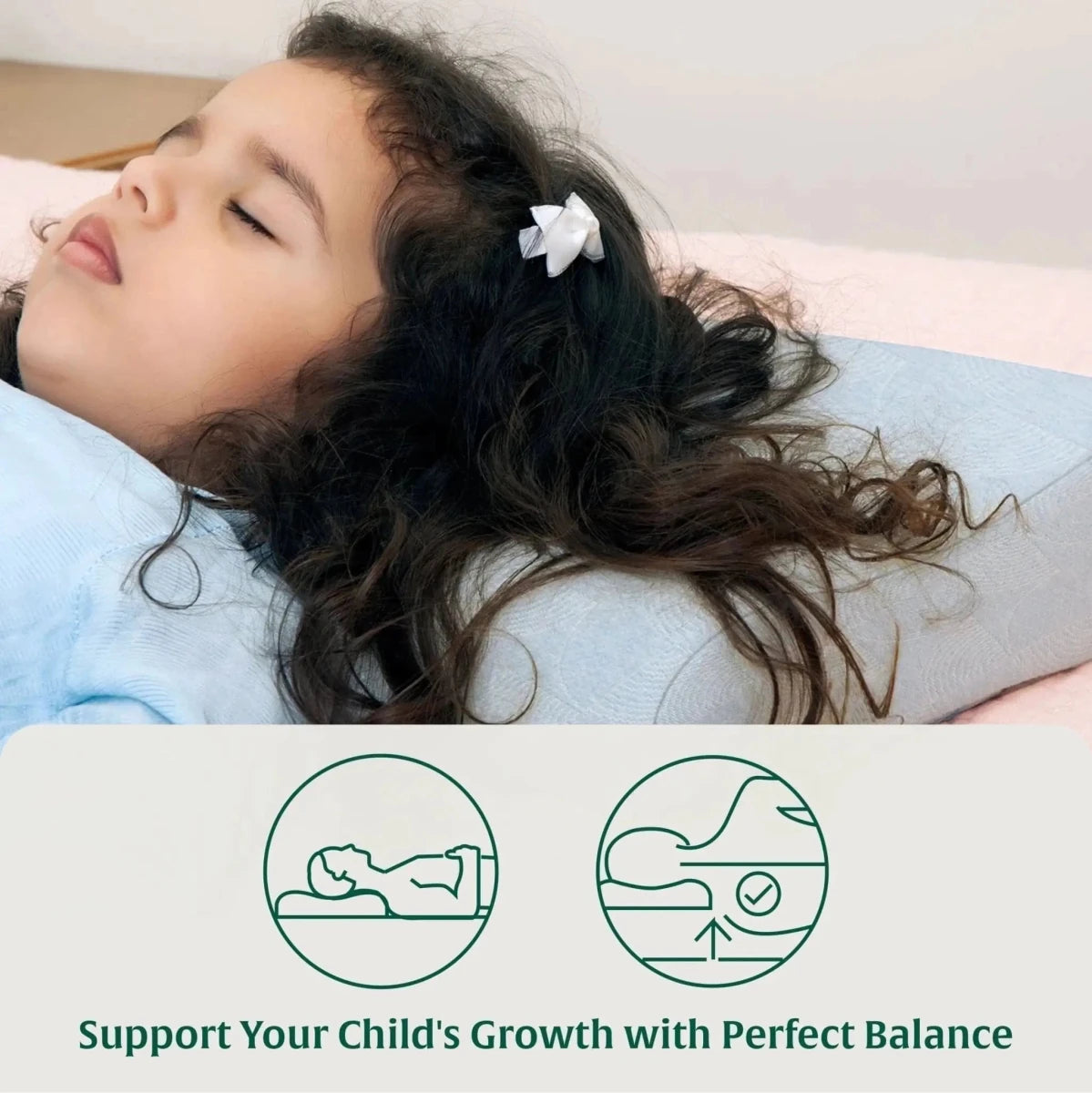 Little Dreamers - DreamyCurve Kids Memory Foam Pillow (3 - 8 Years) - Baby - 8 - 15 Years - Pillow - The White Willow