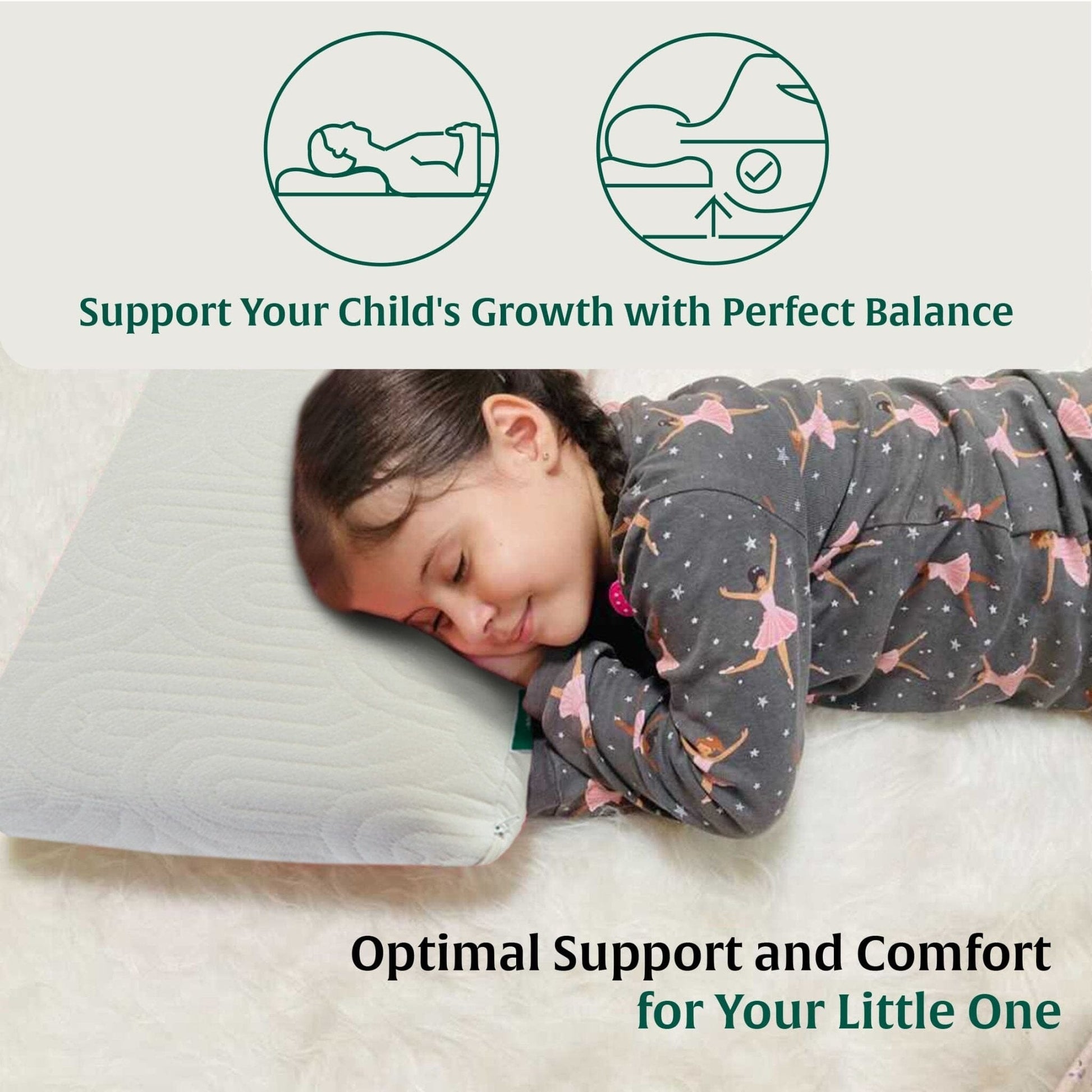 Little Dreamers-ThickSnooze Kids Memory Foam Pillow (10-13 Years) Baby-15 Years & Above-Pillow The White Willow 