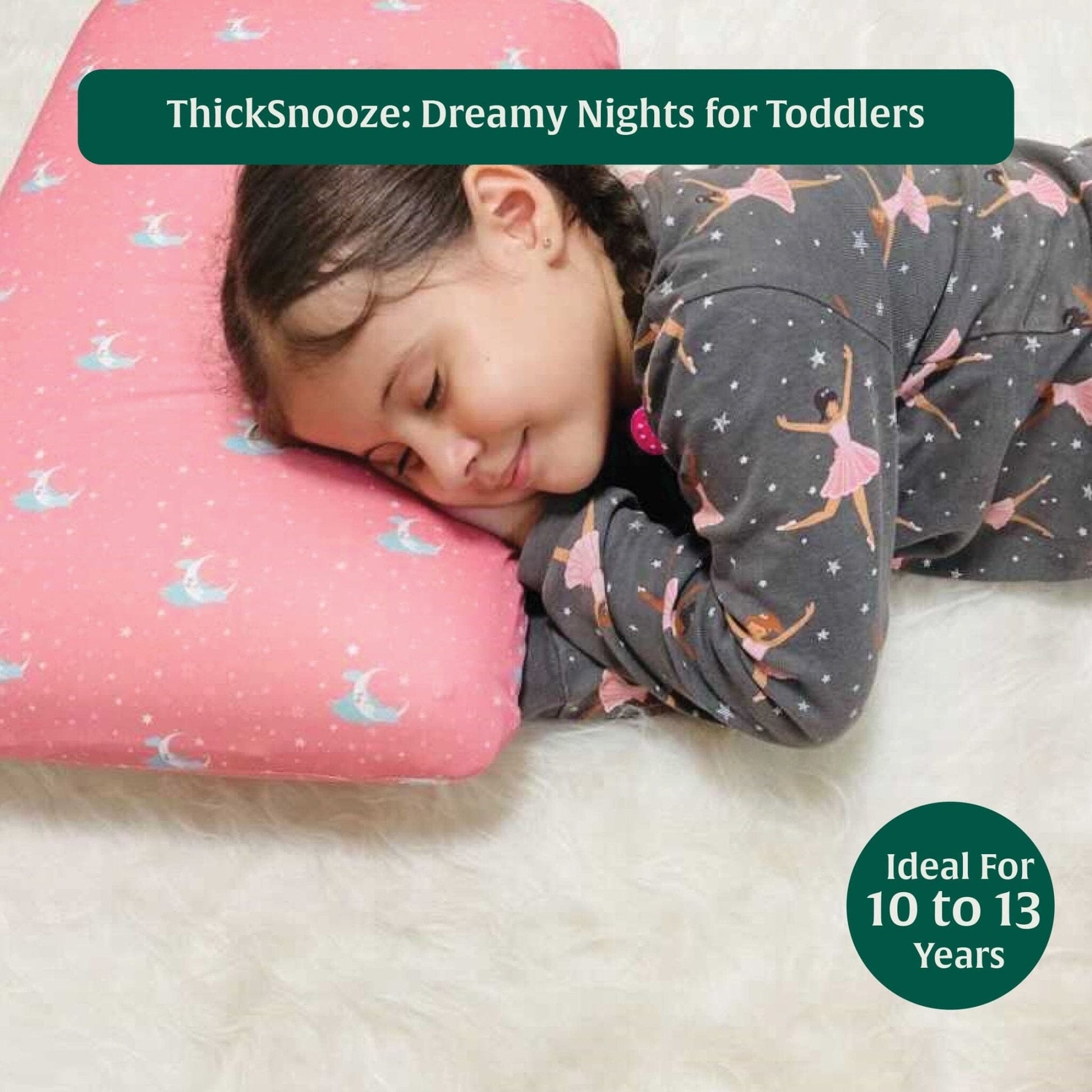Little Dreamers-ThickSnooze Kids Memory Foam Pillow (10-13 Years) Baby-15 Years & Above-Pillow The White Willow 