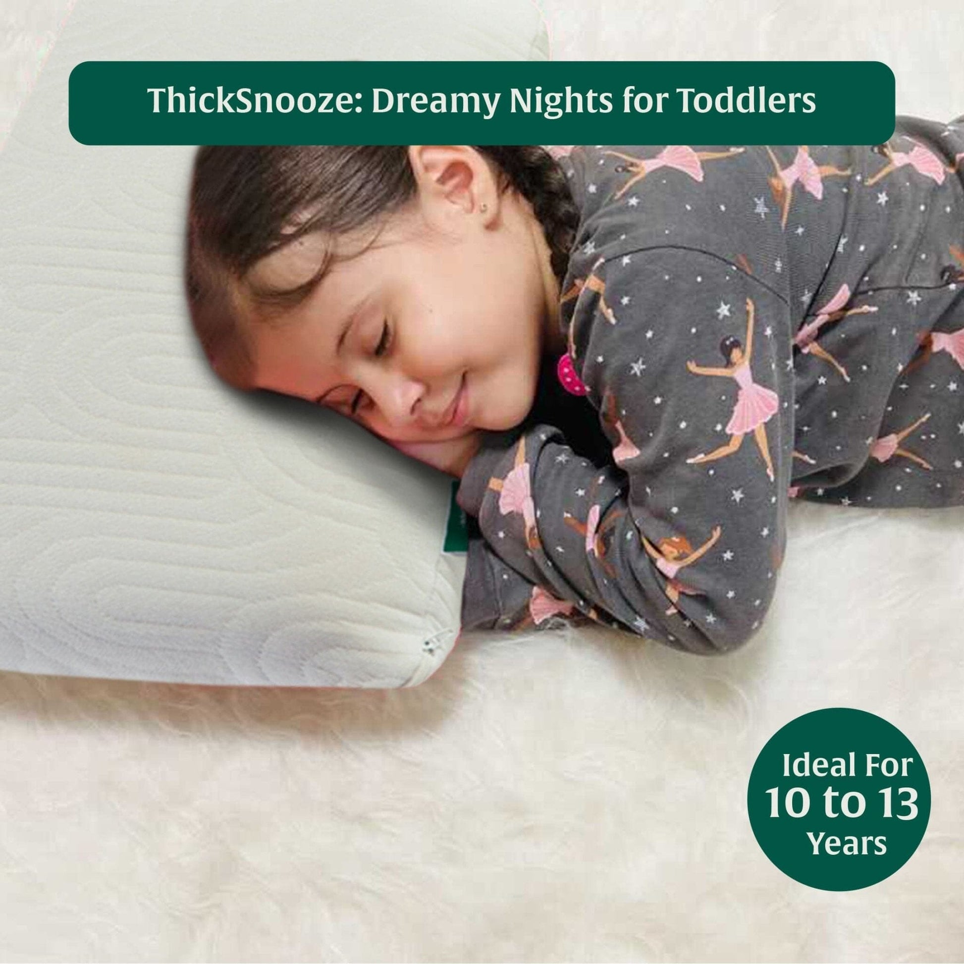 Little Dreamers-ThickSnooze Kids Memory Foam Pillow (10-13 Years) Baby-15 Years & Above-Pillow The White Willow 
