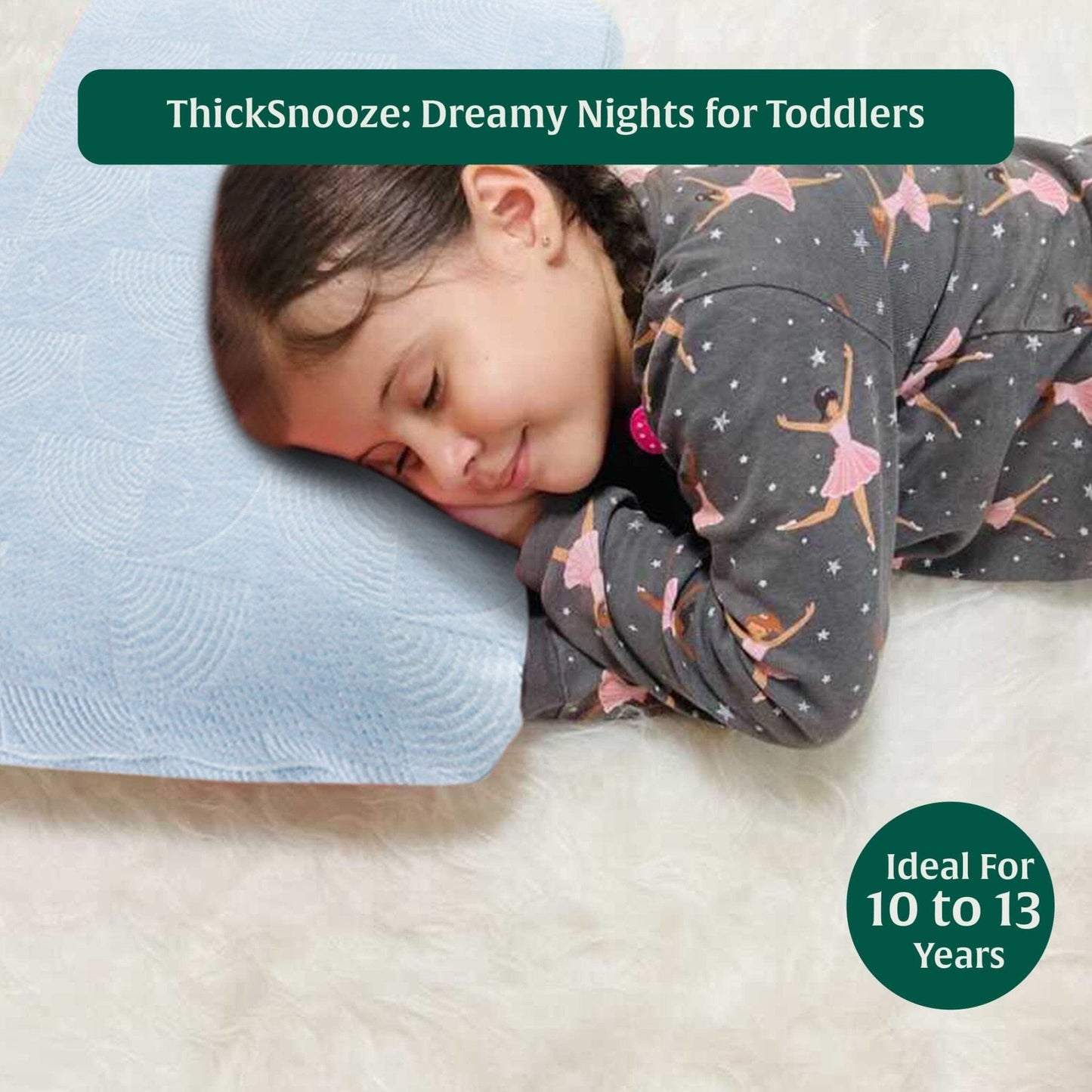 Little Dreamers-ThickSnooze Kids Memory Foam Pillow (10-13 Years) Baby-15 Years & Above-Pillow The White Willow 