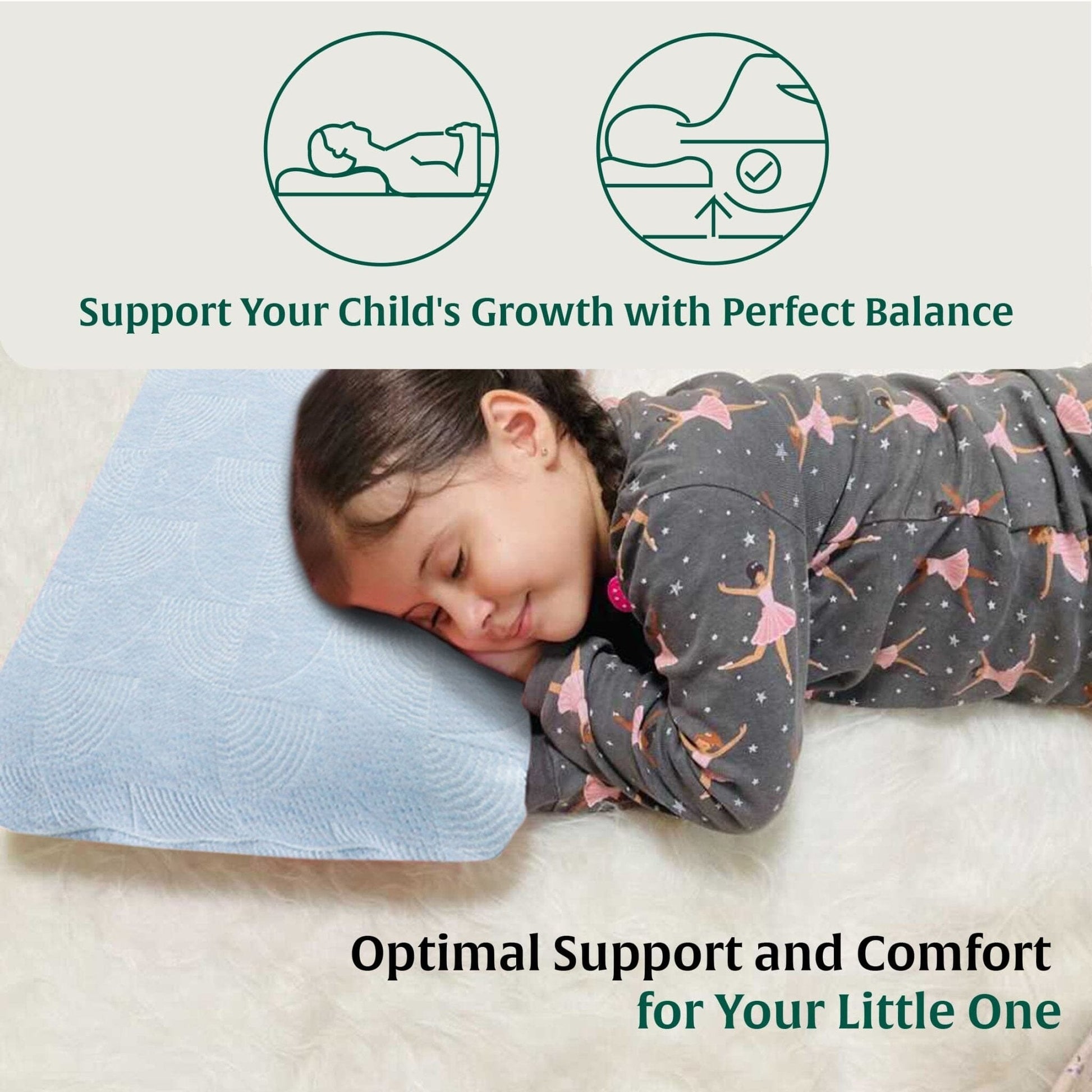 Little Dreamers-ThickSnooze Kids Memory Foam Pillow (10-13 Years) Baby-15 Years & Above-Pillow The White Willow 