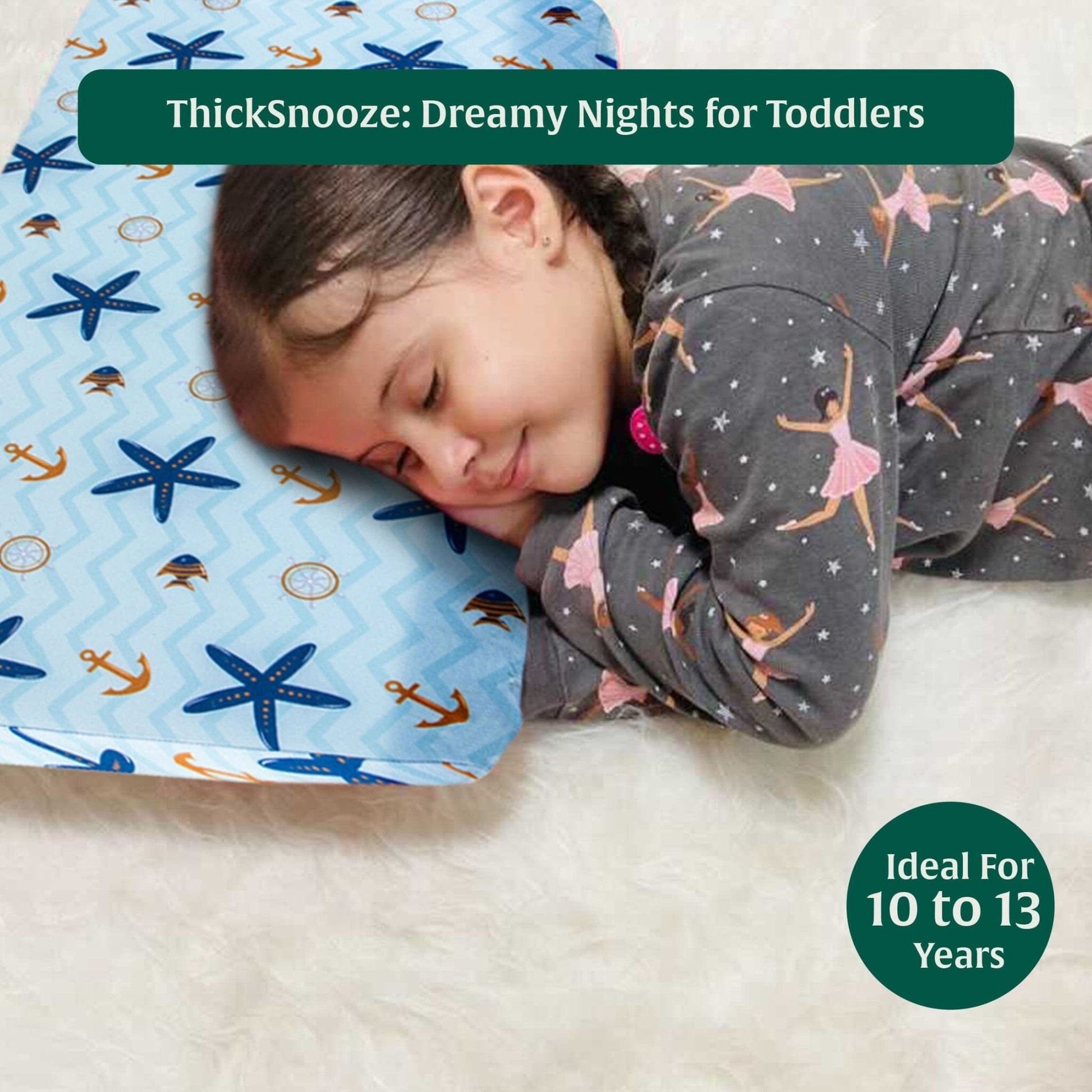 Little Dreamers-ThickSnooze Kids Memory Foam Pillow (10-13 Years) Baby-15 Years & Above-Pillow The White Willow 