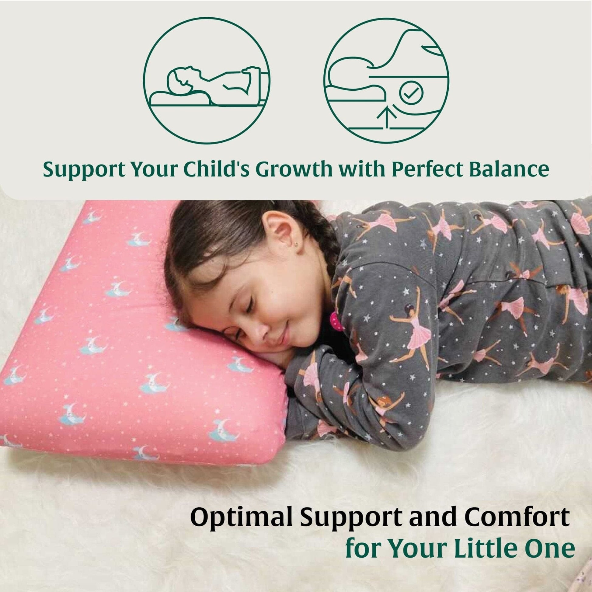 Little Dreamers-ThickSnooze Kids Memory Foam Pillow (10-13 Years) Baby-15 Years & Above-Pillow The White Willow 