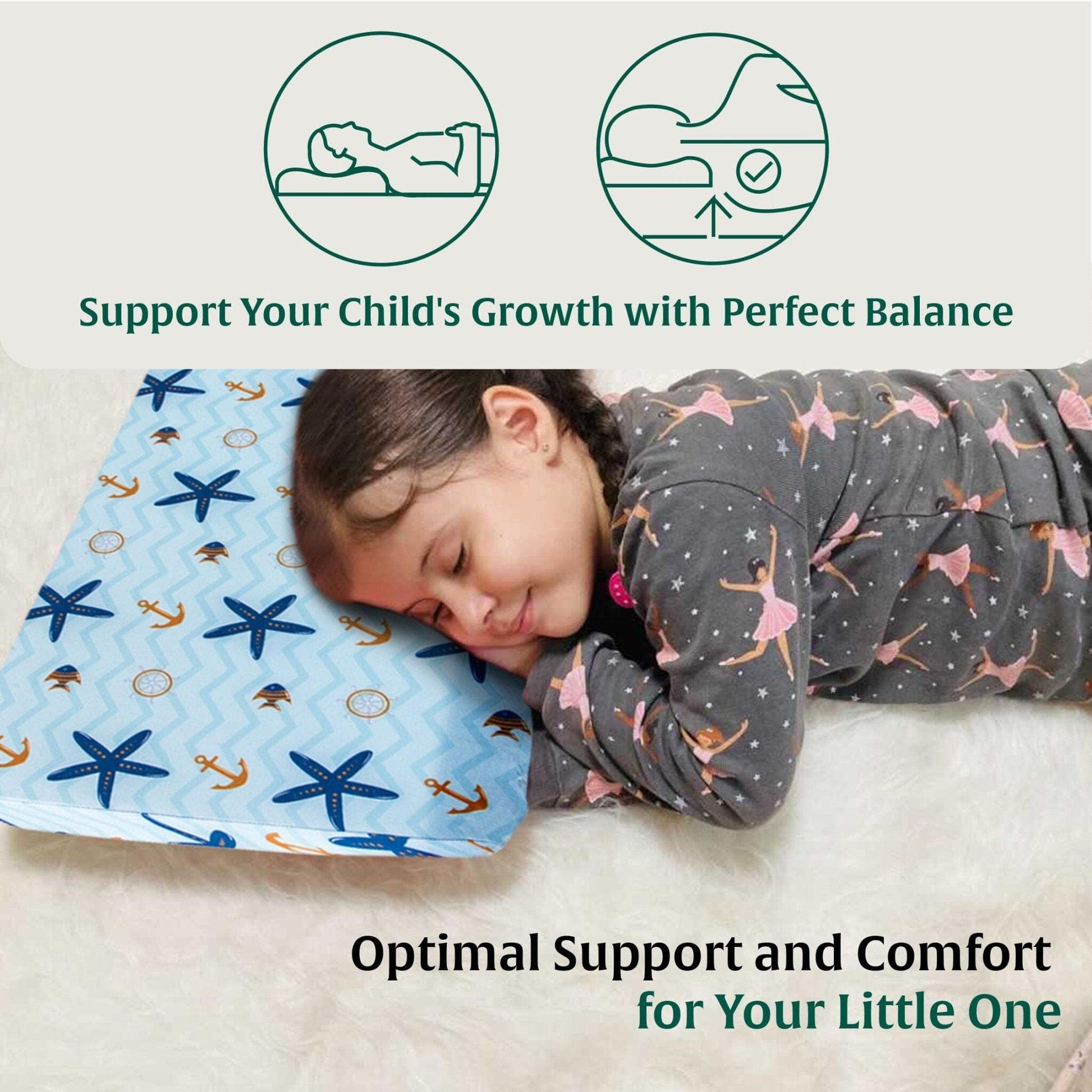 Little Dreamers-ThickSnooze Kids Memory Foam Pillow (10-13 Years) Baby-15 Years & Above-Pillow The White Willow 