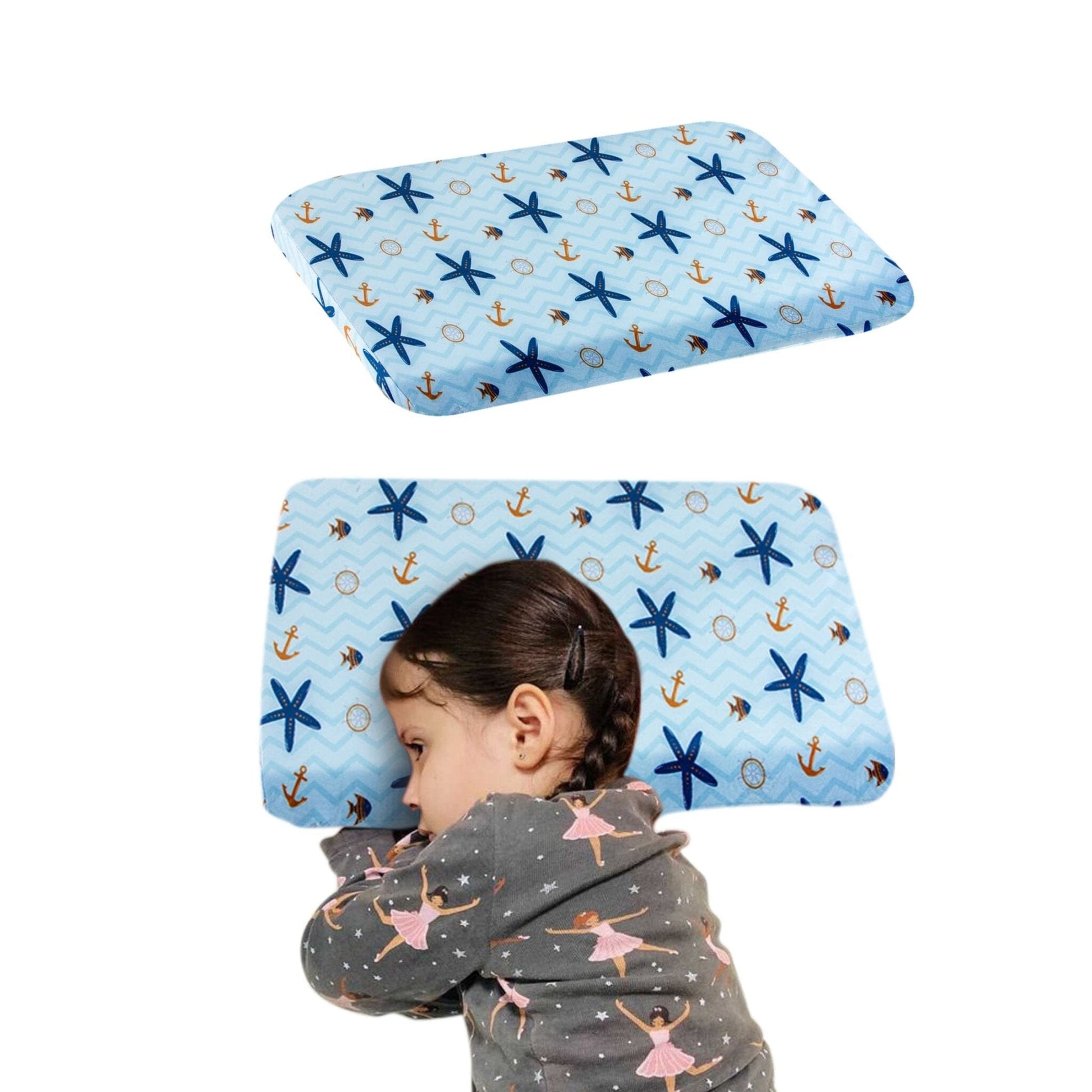 Little Dreamers-ThickSnooze Kids Memory Foam Pillow (10-13 Years) Baby-15 Years & Above-Pillow The White Willow Blue 