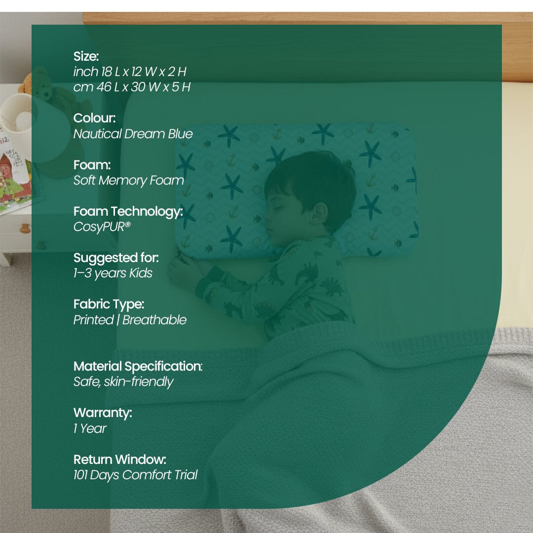 Little Dreamers - TinyComfort Kids Memory Foam Pillow (1 - 3 Years) - Baby - 1 - 3 Years - Pillow - The White Willow