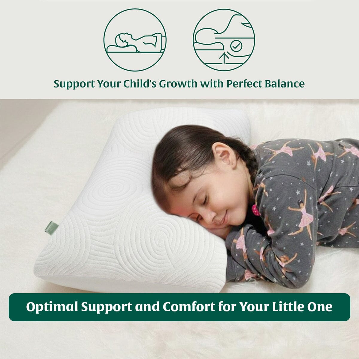 Little Dreamers - TinyComfort Kids Memory Foam Pillow (1 - 3 Years) - Baby - 1 - 3 Years - Pillow - The White Willow