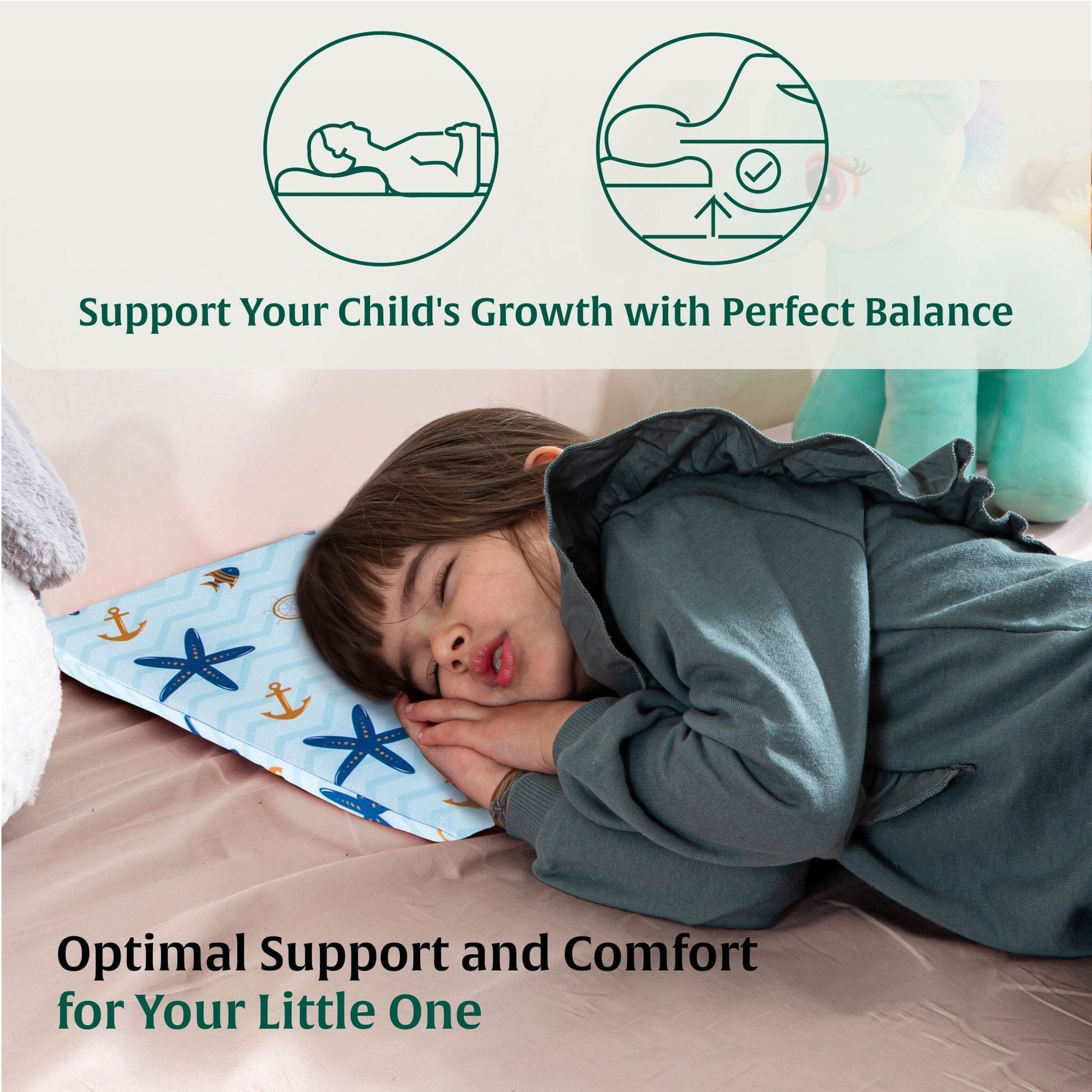 Little Dreamers-TinyComfort Kids Memory Foam Pillow (1-3 Years) Baby-1-3 Years-Pillow The White Willow 
