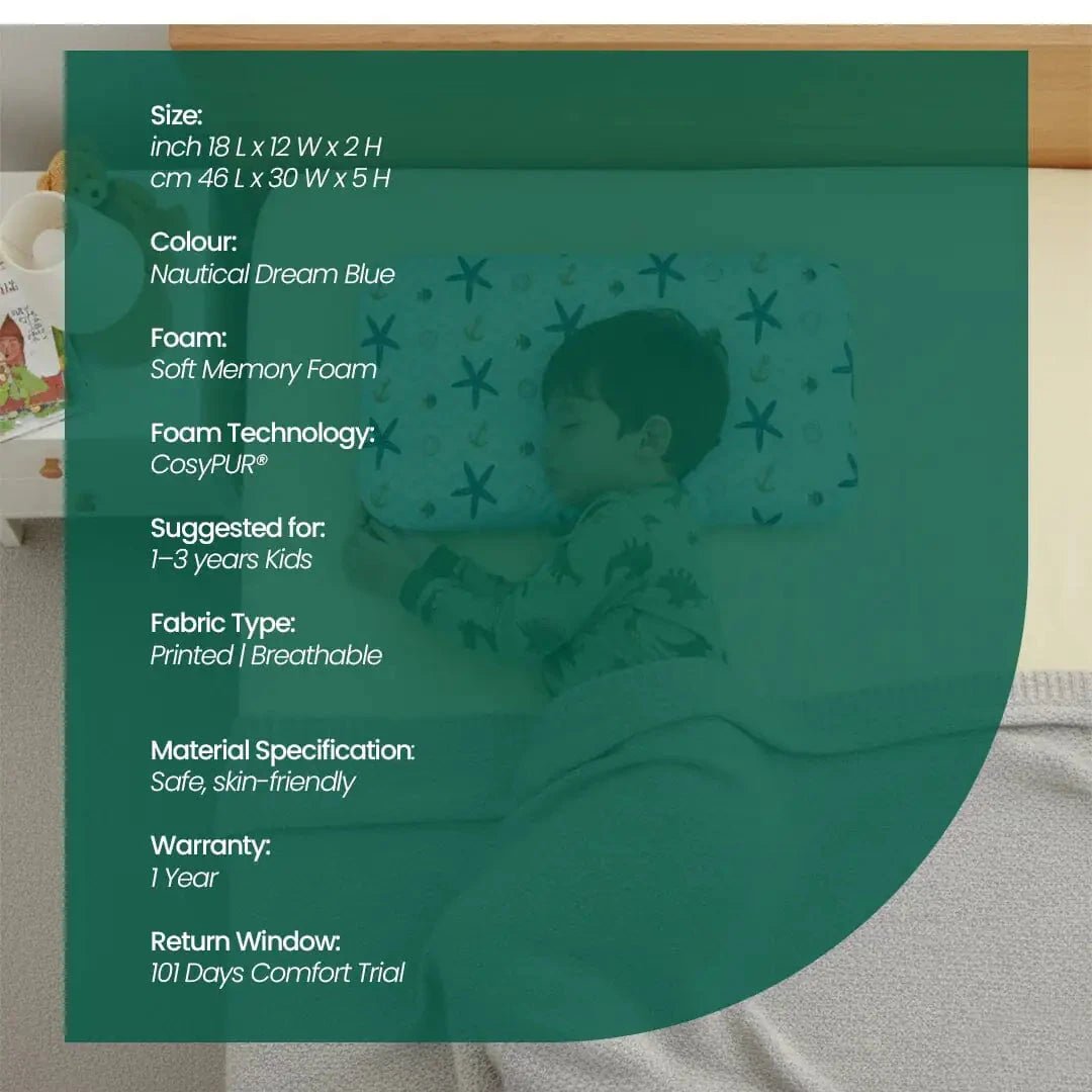 Little Dreamers - TinyComfort Kids Memory Foam Pillow (1 - 3 Years) - Baby - 1 - 3 Years - Pillow - The White Willow