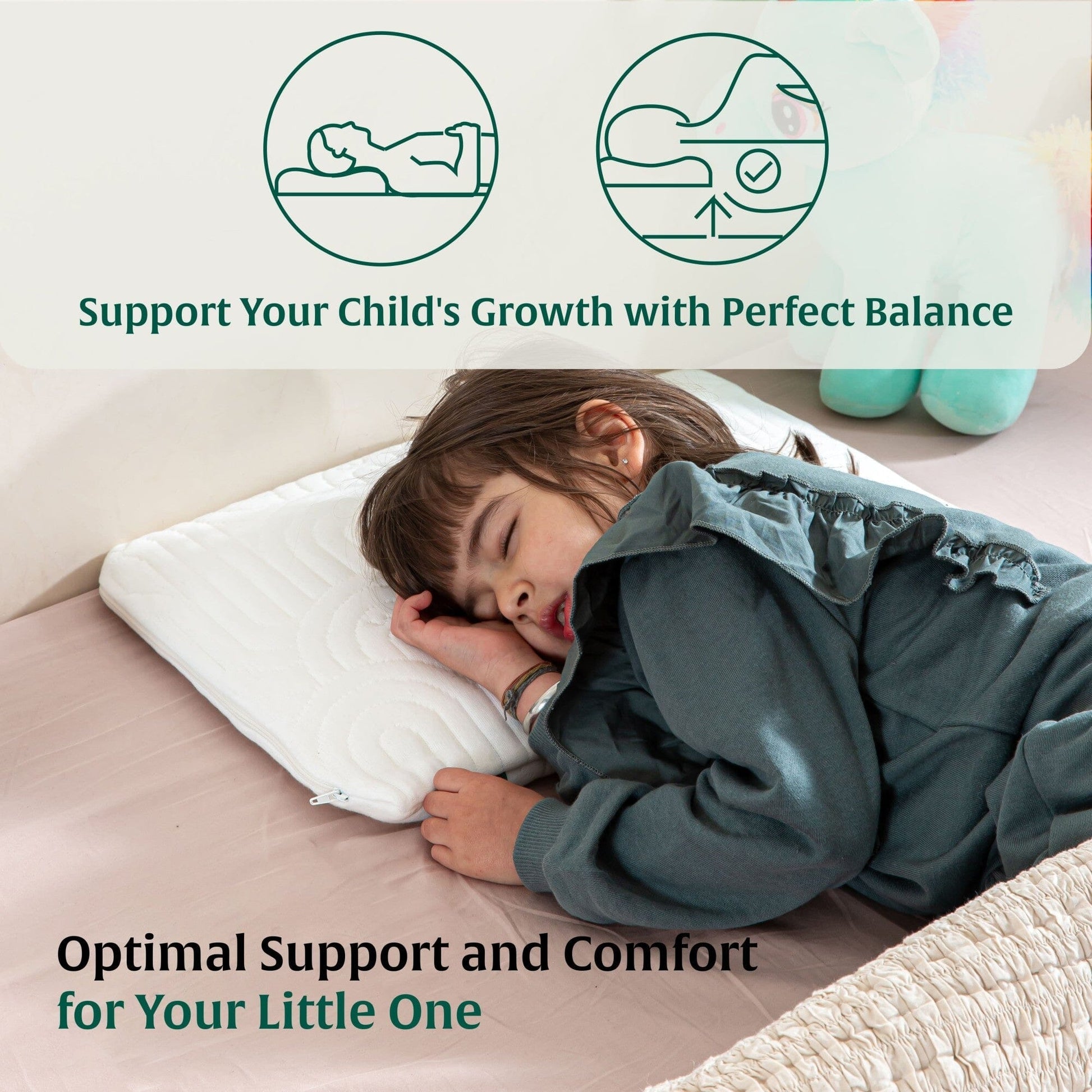 Little Dreamers-TinyComfort Kids Memory Foam Pillow (1-3 Years) Baby-1-3 Years-Pillow The White Willow 