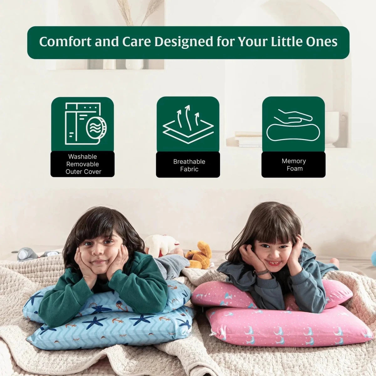 Little Dreamers - TinyComfort Kids Memory Foam Pillow (1 - 3 Years) - Baby - 1 - 3 Years - Pillow - The White Willow