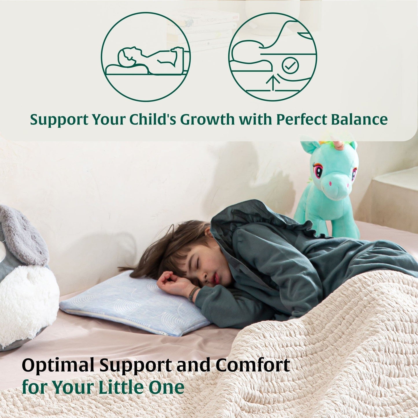 Little Dreamers-TinyComfort Kids Memory Foam Pillow (1-3 Years) Baby-1-3 Years-Pillow The White Willow 