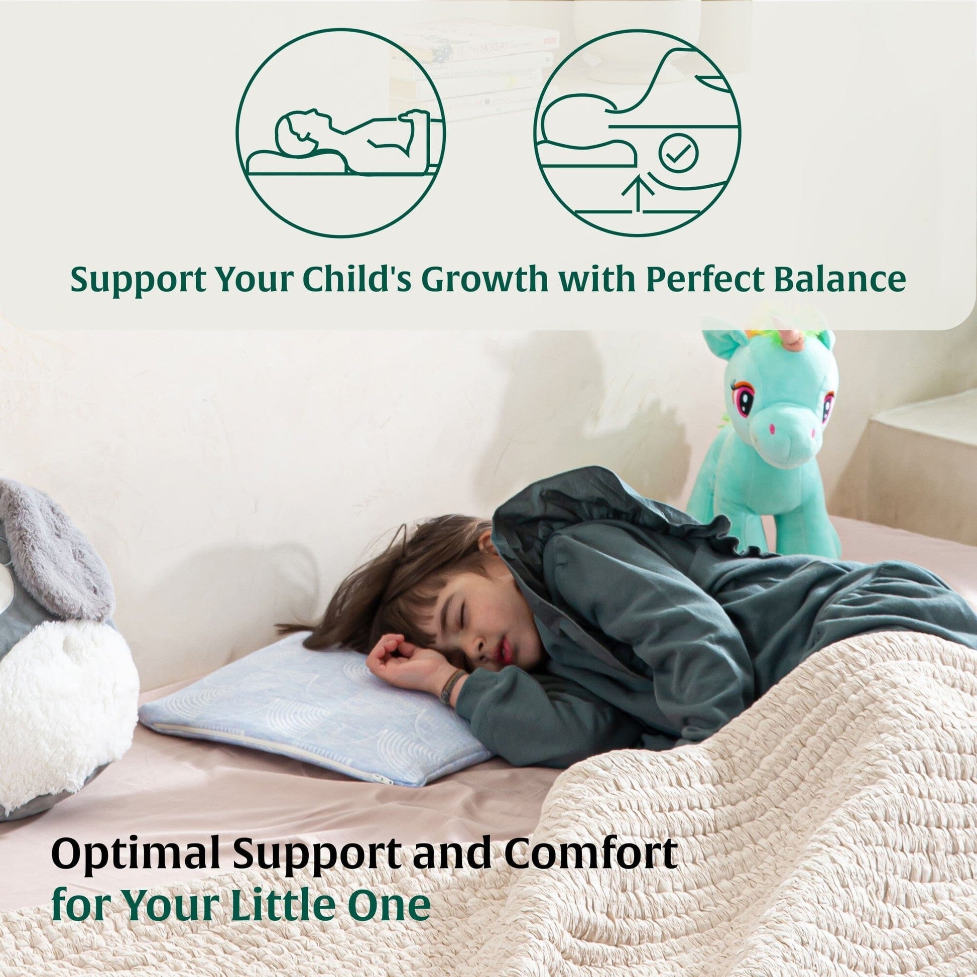 Little Dreamers-TinyComfort Kids Memory Foam Pillow (1-3 Years) Baby-1-3 Years-Pillow The White Willow 