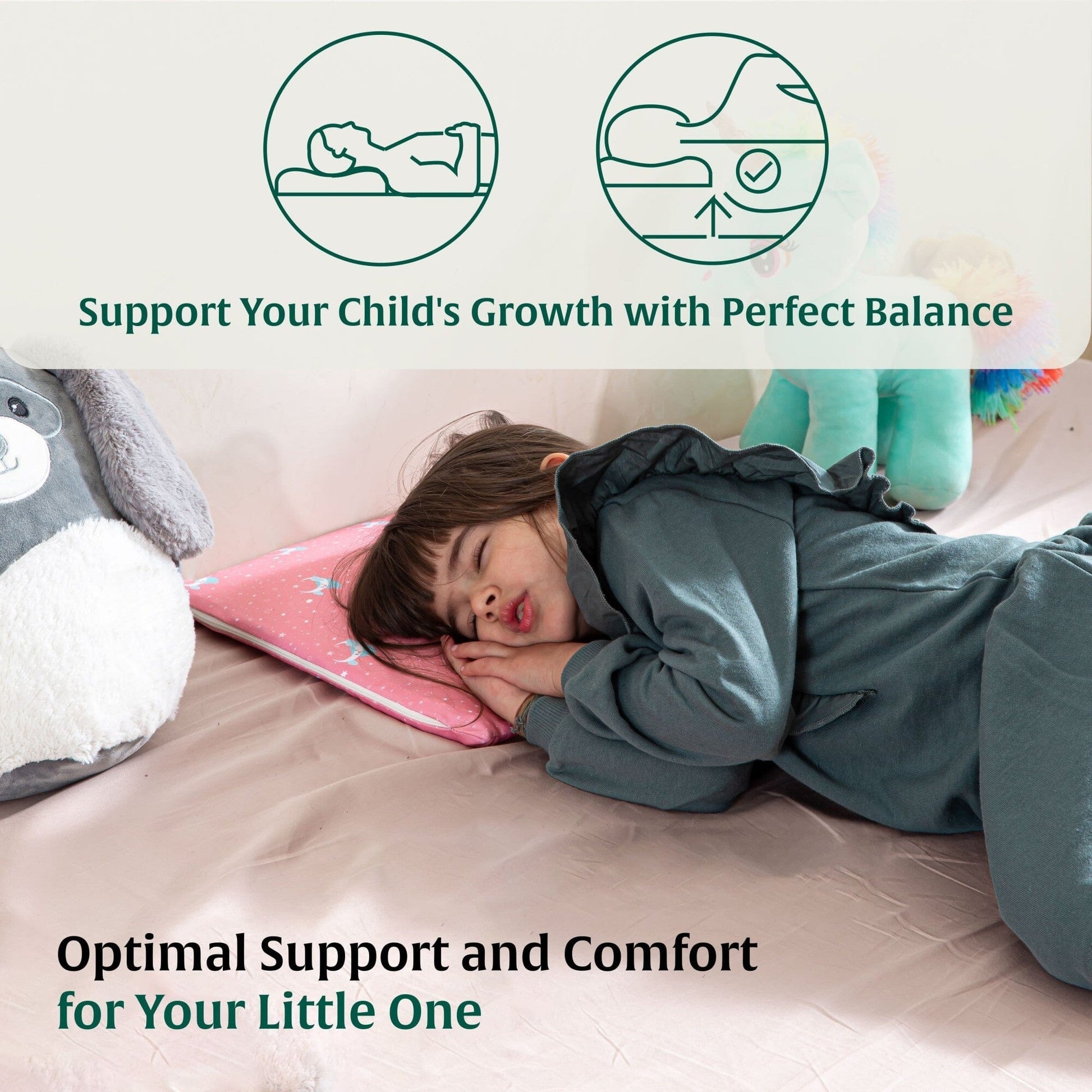 Little Dreamers-TinyComfort Kids Memory Foam Pillow (1-3 Years) Baby-1-3 Years-Pillow The White Willow 