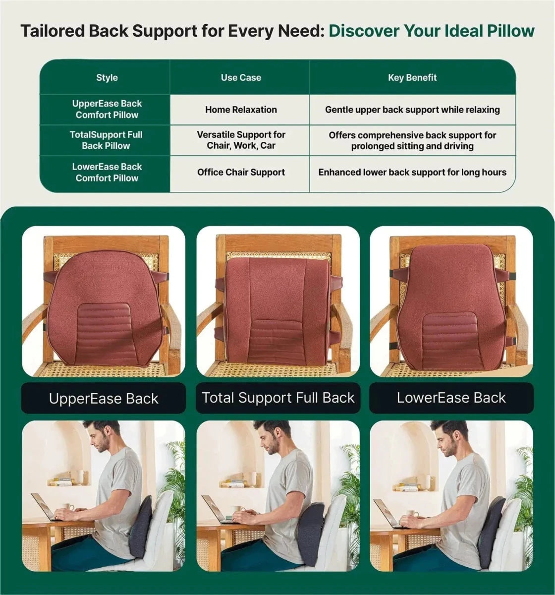 LowerEase Back Support Pillow Lumbar Back Support The White Willow 