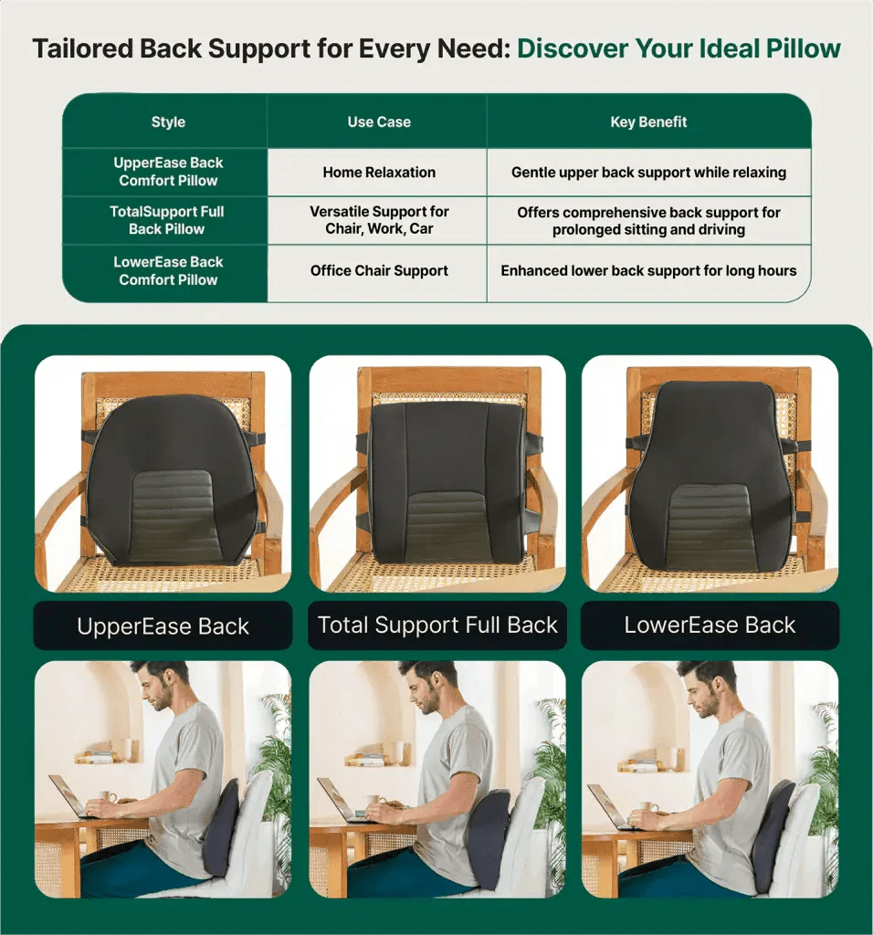 LowerEase Back Support Pillow Lumbar Back Support The White Willow 