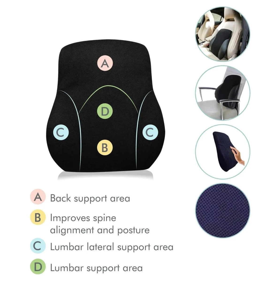 LowerEase Back Support Pillow Lumbar Back Support The White Willow 