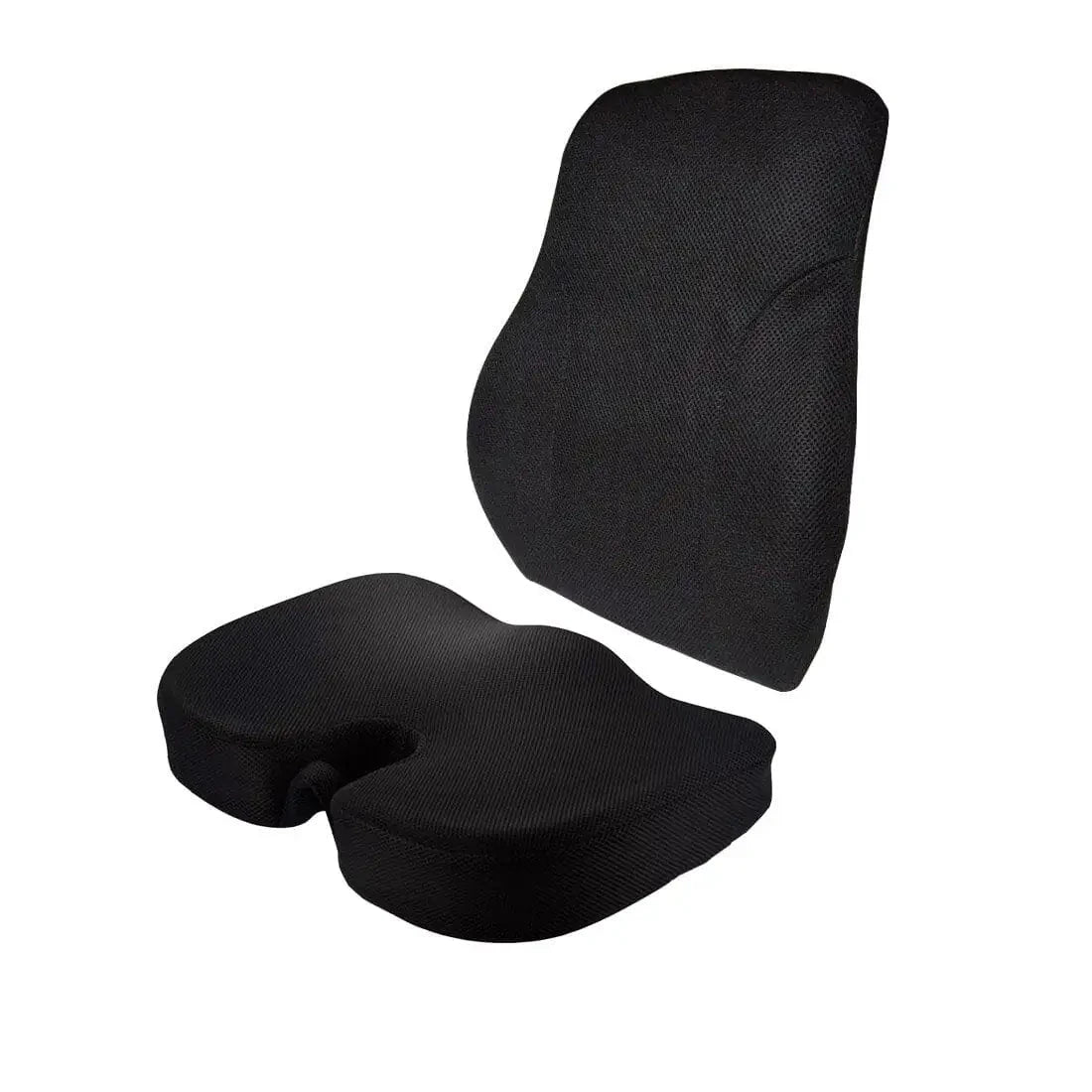Maverick - Work From Home Combo - Memory Foam Lumbar Back Support & HR Foam Coccyx Tailbone Support Seat Cushion - Medium Firm Combo-Back-Seat The White Willow 