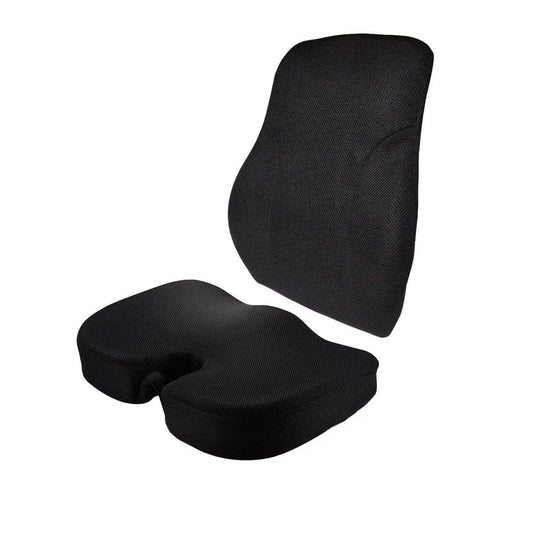 Maverick - Work From Home Combo - Memory Foam Lumbar Back Support & HR Foam Coccyx Tailbone Support Seat Cushion - Medium Firm Combo-Back-Seat The White Willow 