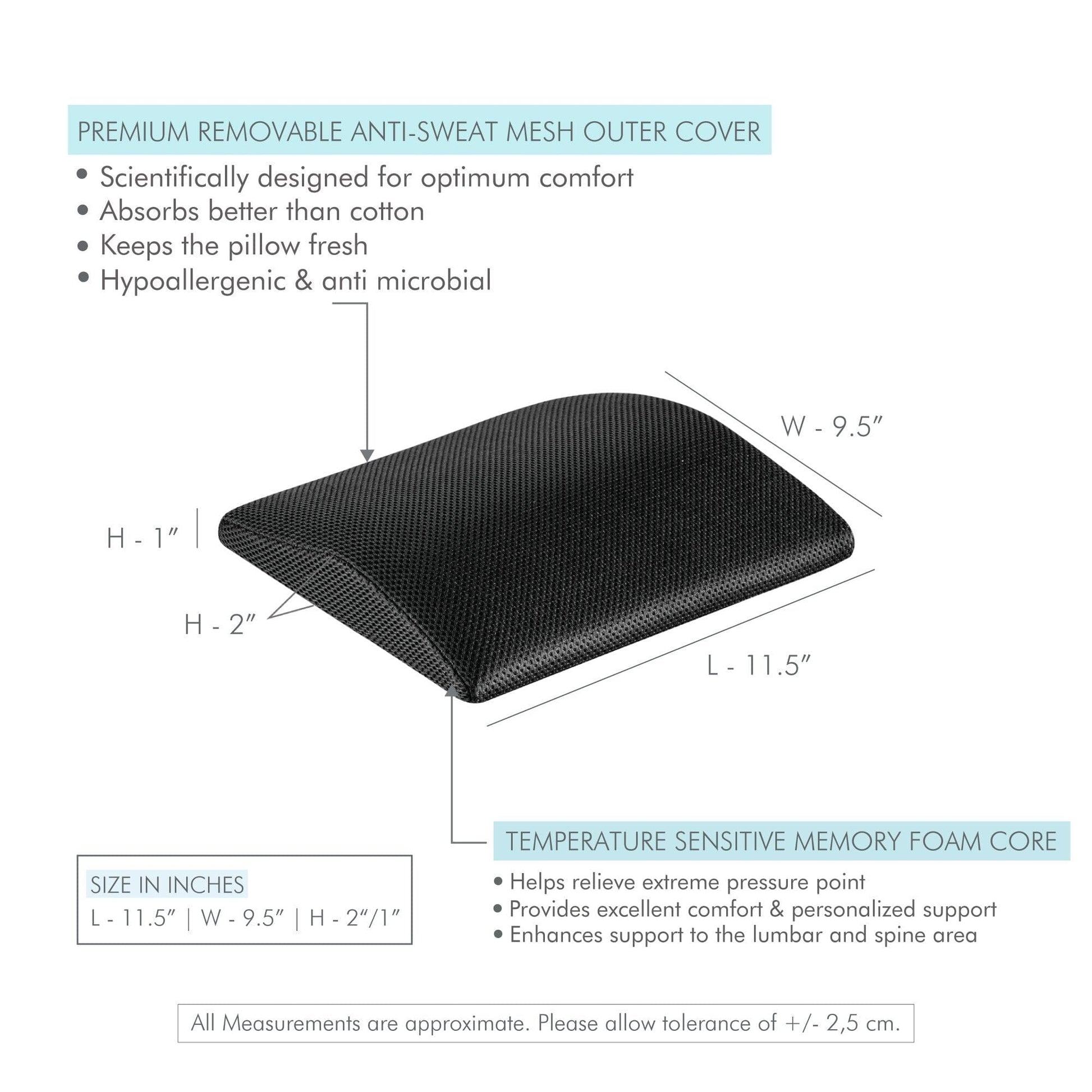 Navaho - Memory Foam Travel Lumbar Back Support - Medium Firm Hidden The White Willow 