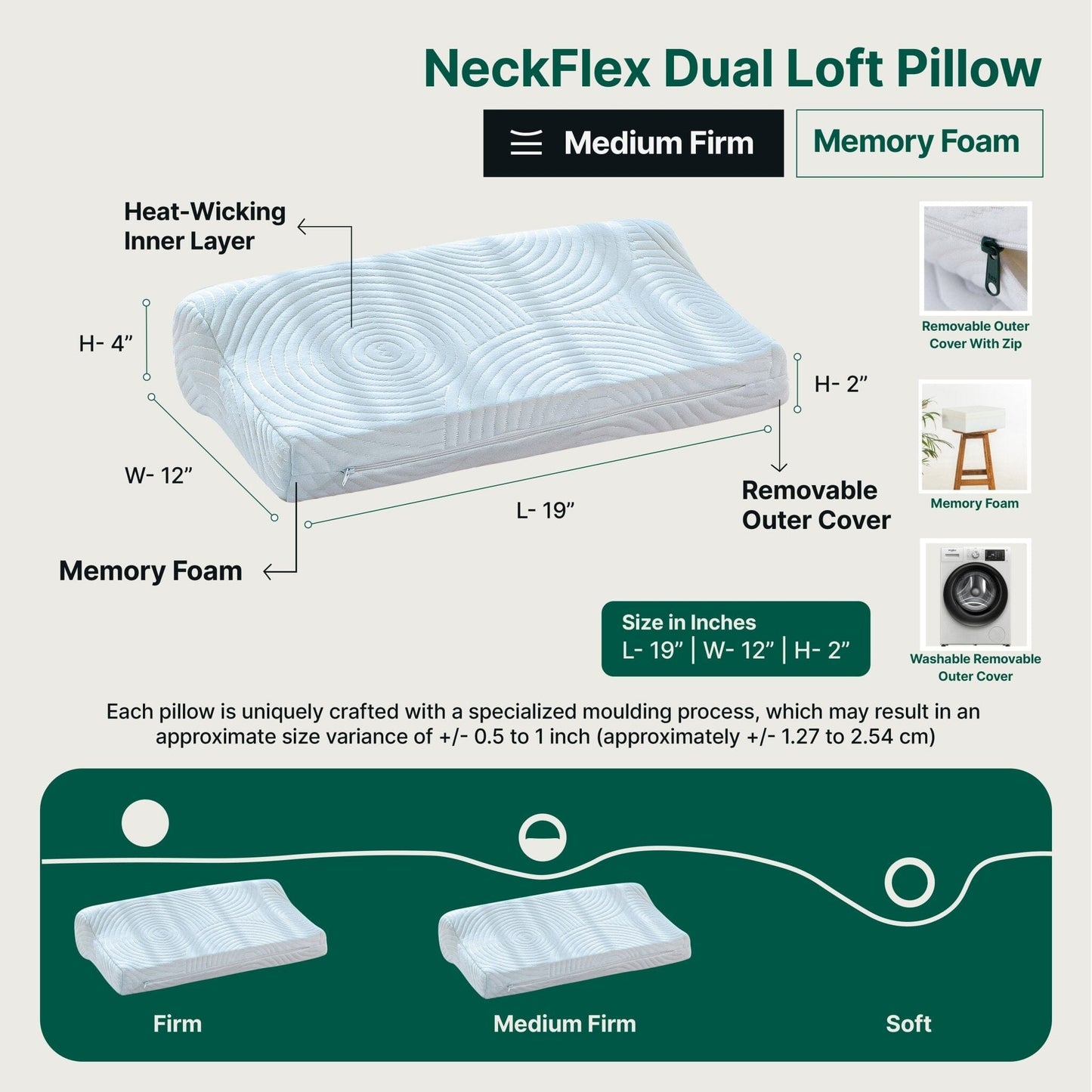 NeckFlex Dual Loft Cervical Alignment Pillow - Contour Pillow - The White Willow