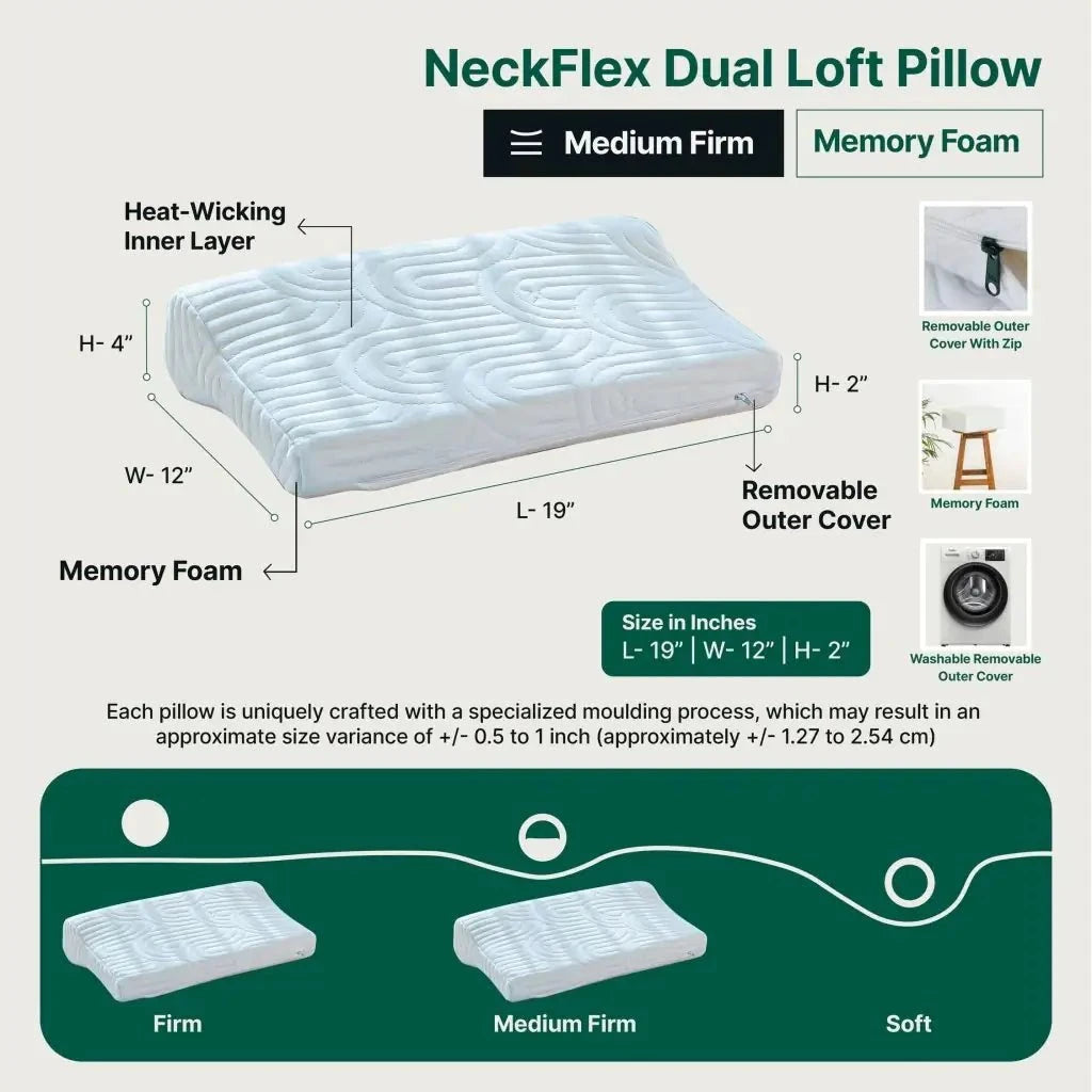NeckFlex Dual Loft Cervical Alignment Pillow Contour Pillow The White Willow 