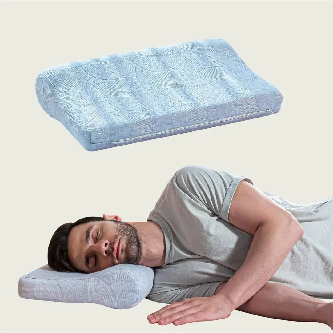 NeckFlex Dual Loft Cervical Alignment Pillow Contour Pillow The White Willow Firm Misty Blue Hush 