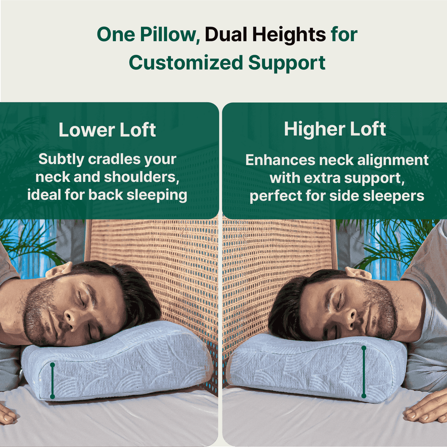 Noblo - Memory Foam Cervical Pillow - Contour - Medium Firm Contour Pillow The White Willow 