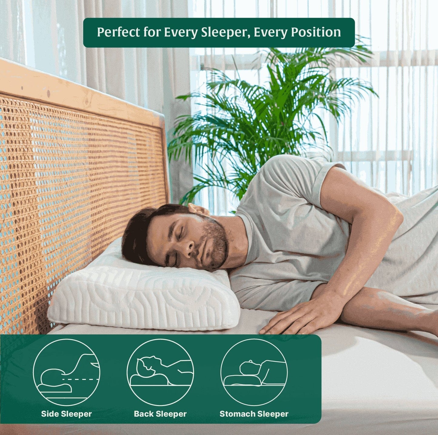 Noblo - Memory Foam Cervical Pillow - Contour - Medium Firm Contour Pillow The White Willow 