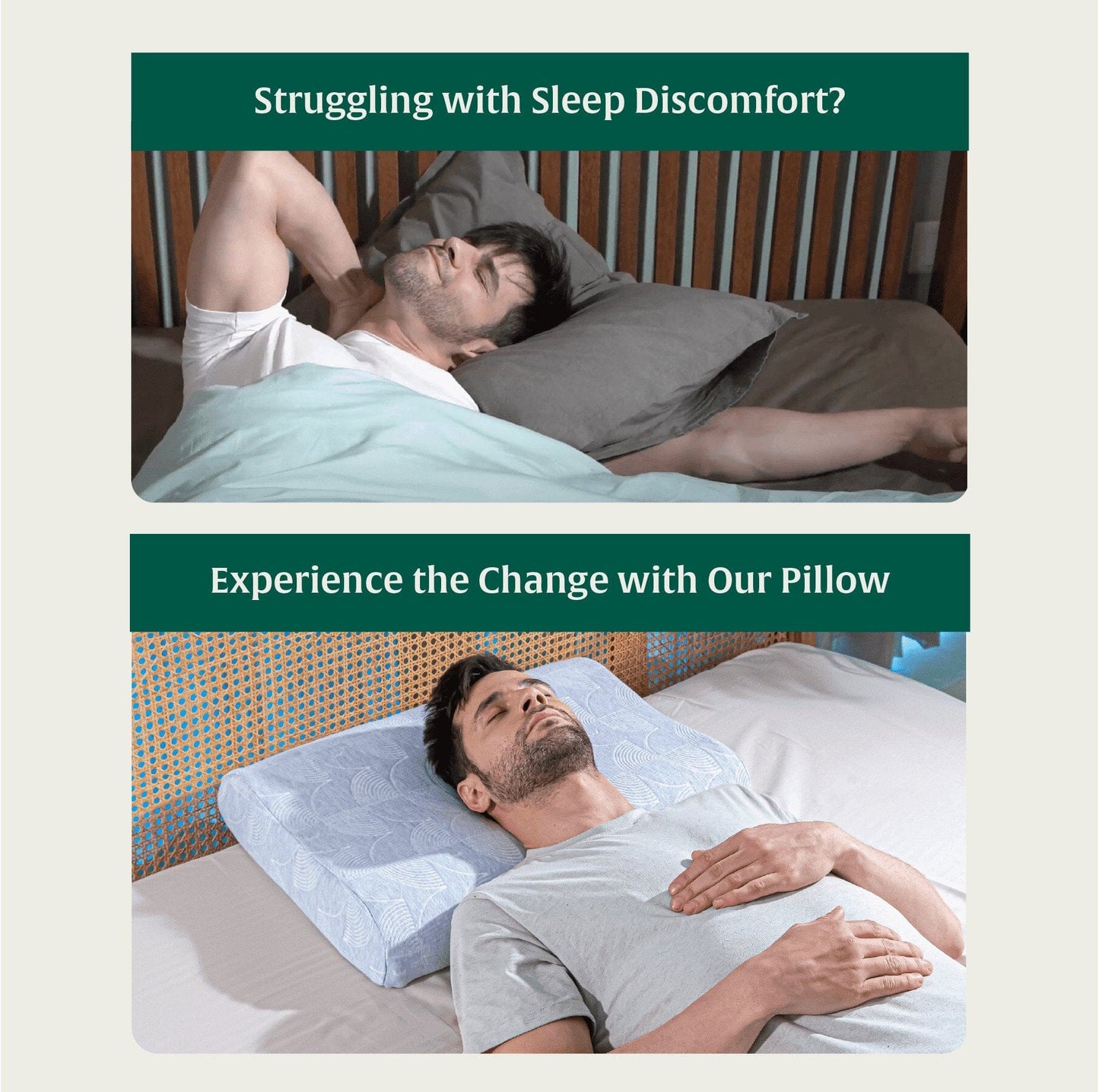 Noblo - Memory Foam Cervical Pillow - Contour - Medium Firm Contour Pillow The White Willow 