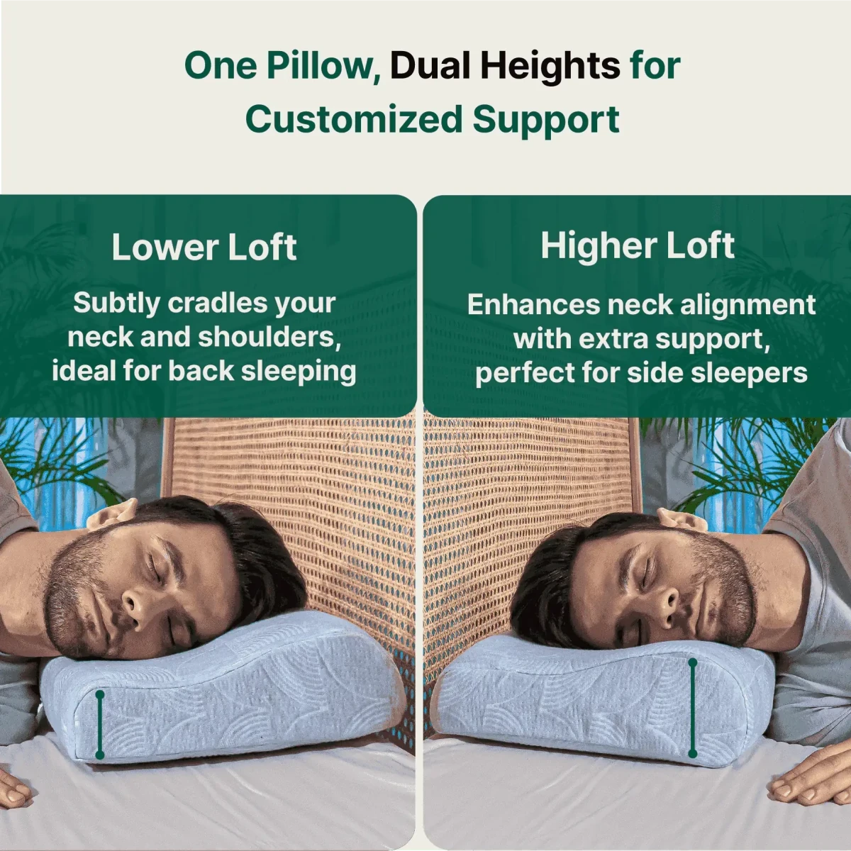 Noblo - Memory Foam Cervical Pillow - Contour - Medium Firm Contour Pillow The White Willow 