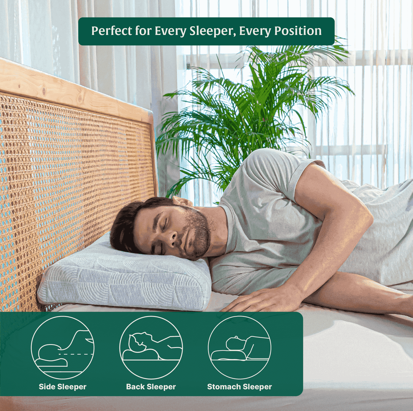 Noblo - Memory Foam Cervical Pillow - Contour - Medium Firm Contour Pillow The White Willow 