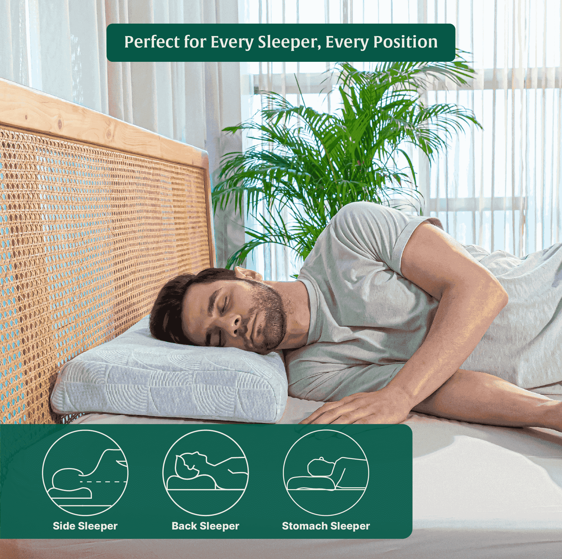 Noblo - Memory Foam Cervical Pillow - Contour - Medium Firm Contour Pillow The White Willow 