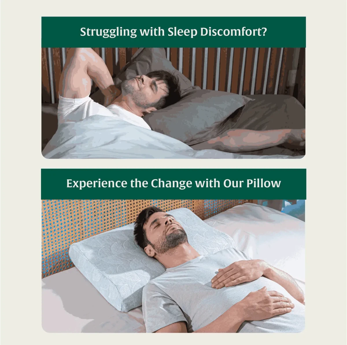 Noblo - Memory Foam Cervical Pillow - Contour - Medium Firm Contour Pillow The White Willow 