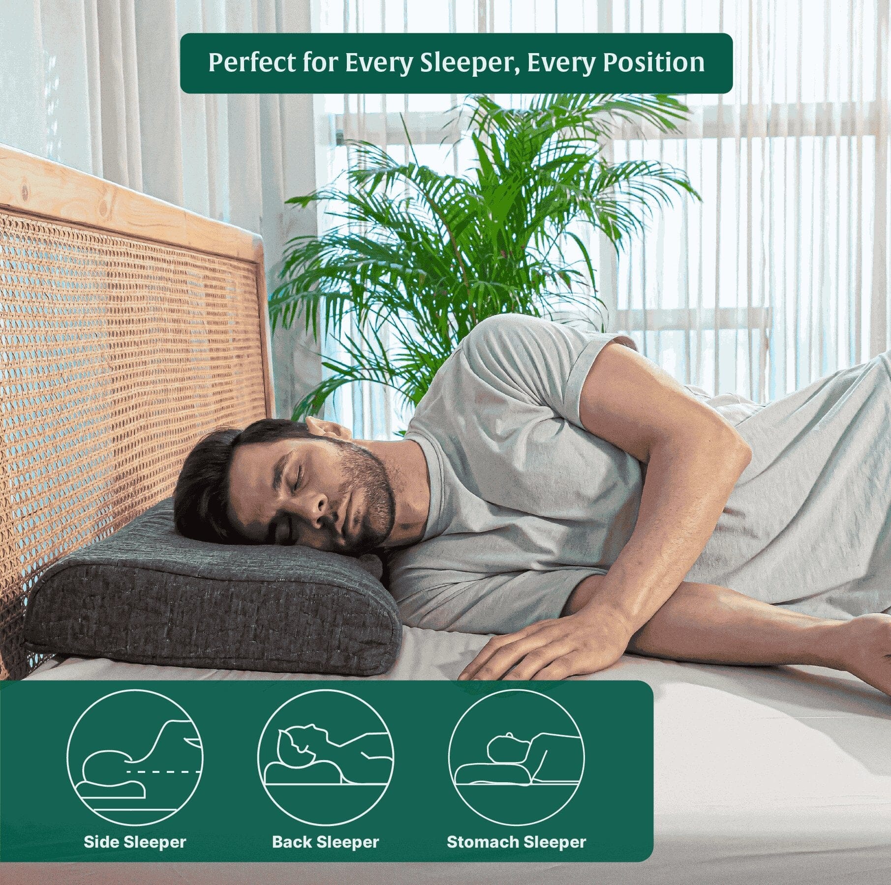 Noblo - Memory Foam Cervical Pillow - Contour - Medium Firm Contour Pillow The White Willow 