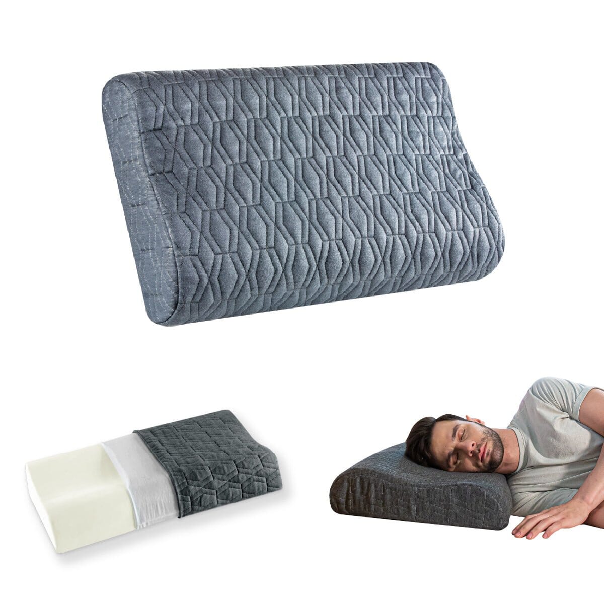 Noblo - Memory Foam Cervical Pillow - Contour - Medium Firm Contour Pillow The White Willow Midnight Serene 
