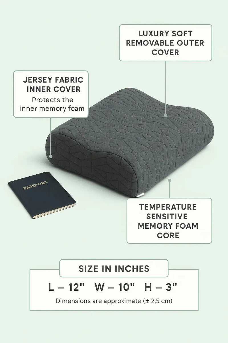 Notus - Memory foam Small Contour Travel Pillow - Medium Firm - Travel Pillow - The White Willow