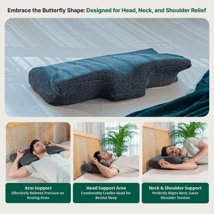 Dream Wings Butterfly Shoulder Support Pillow - Contour Pillow - The White Willow