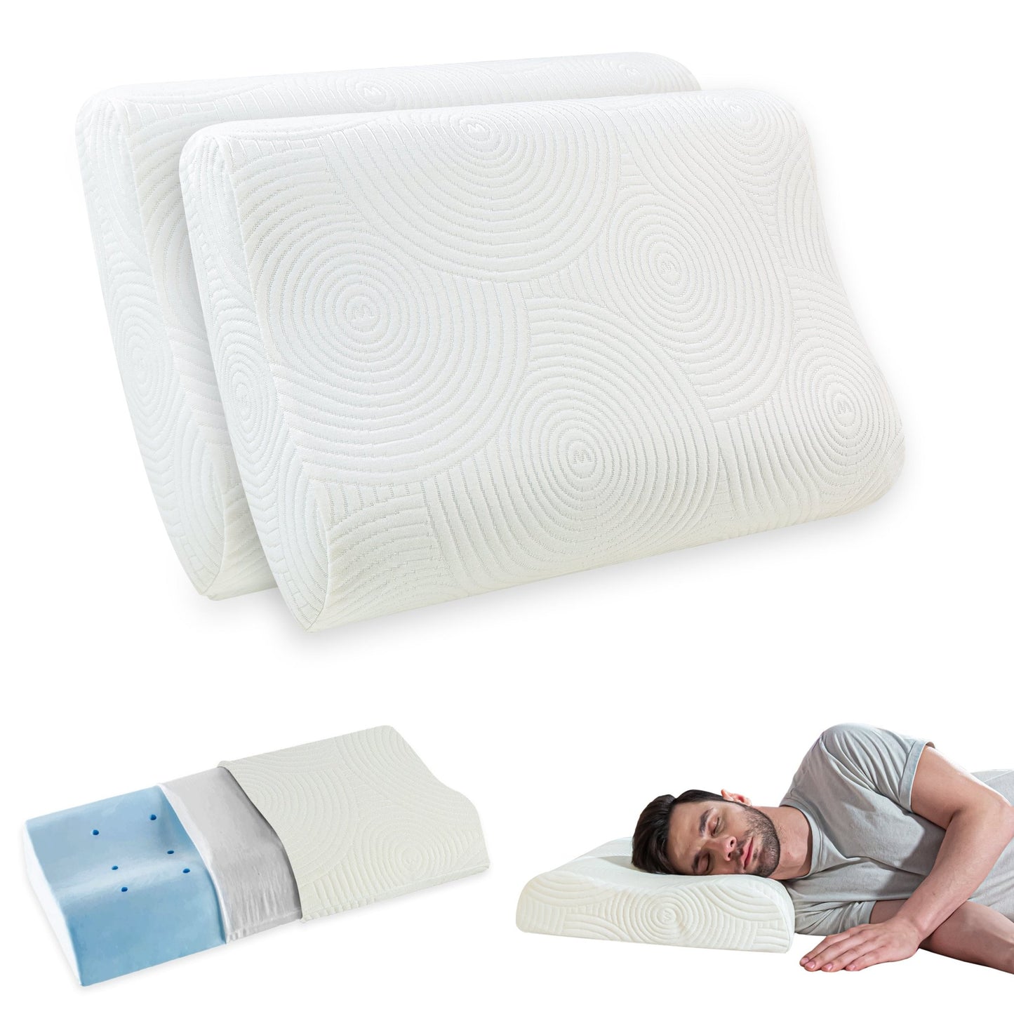Original Cervical Pillow - Cooling Gel Memory Foam - Medium Firm - Contour Pillow - The White Willow