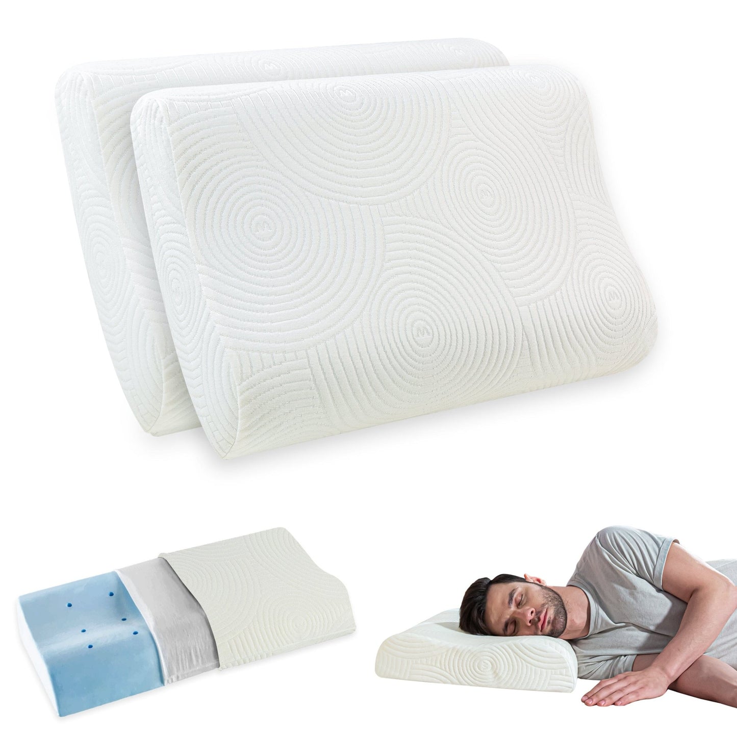 Original Cervical Pillow - Cooling Gel Memory Foam - Medium Firm - Contour Pillow - The White Willow