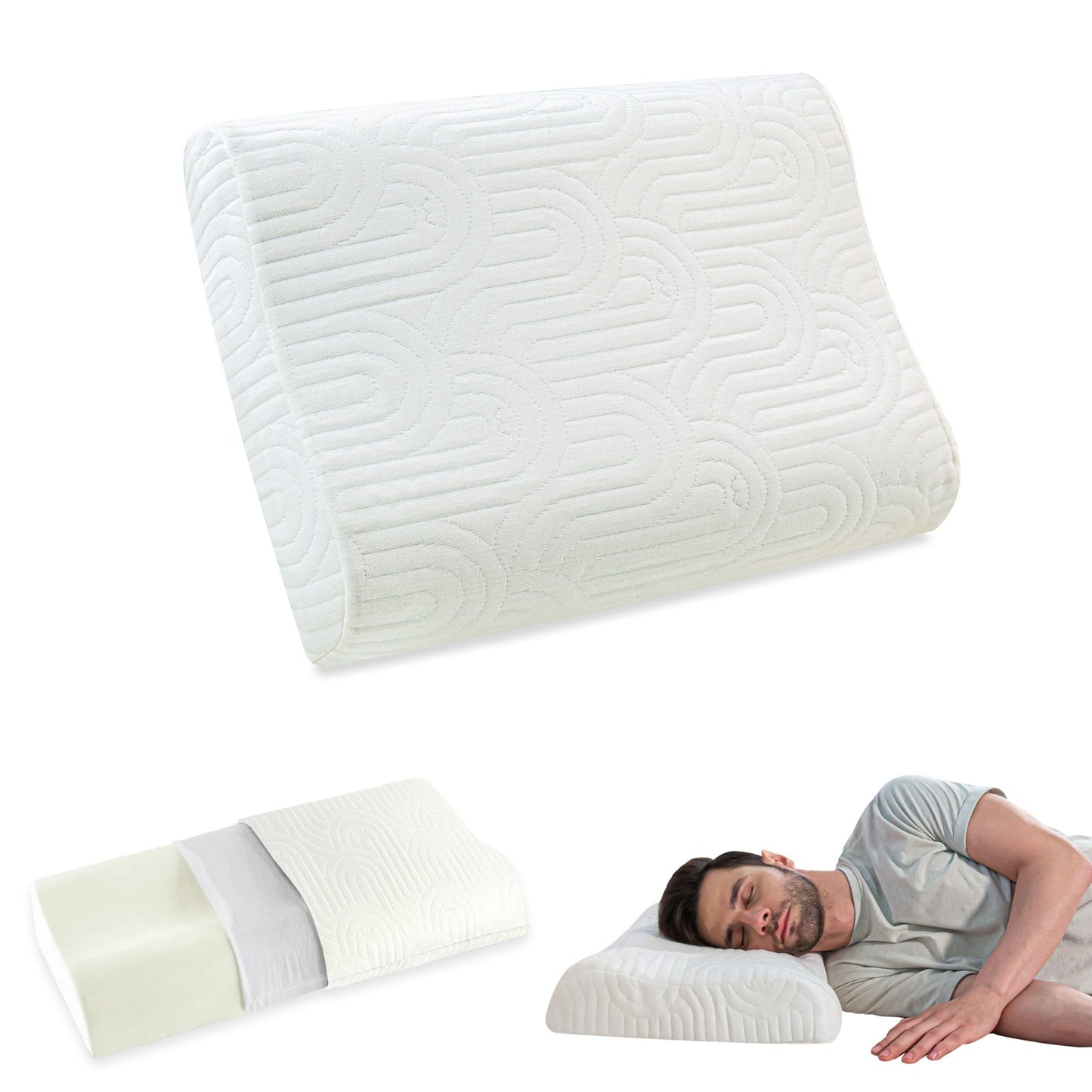 Original Cervical Pillow - Cooling Gel Memory Foam - Medium Firm - Contour Pillow - The White Willow