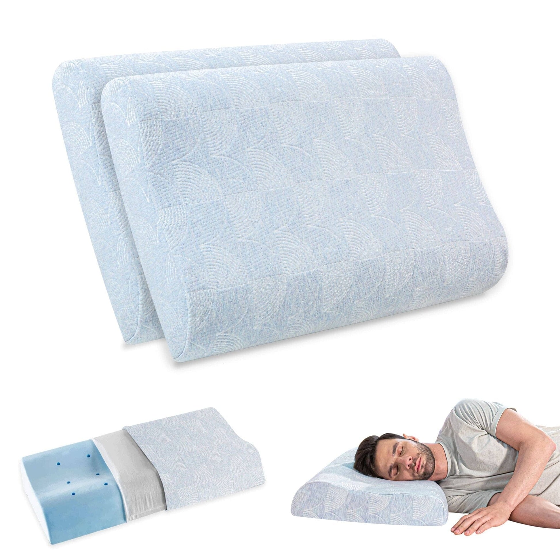 Original Cervical Pillow - Cooling Gel Memory Foam - Medium Firm - Contour Pillow - The White Willow