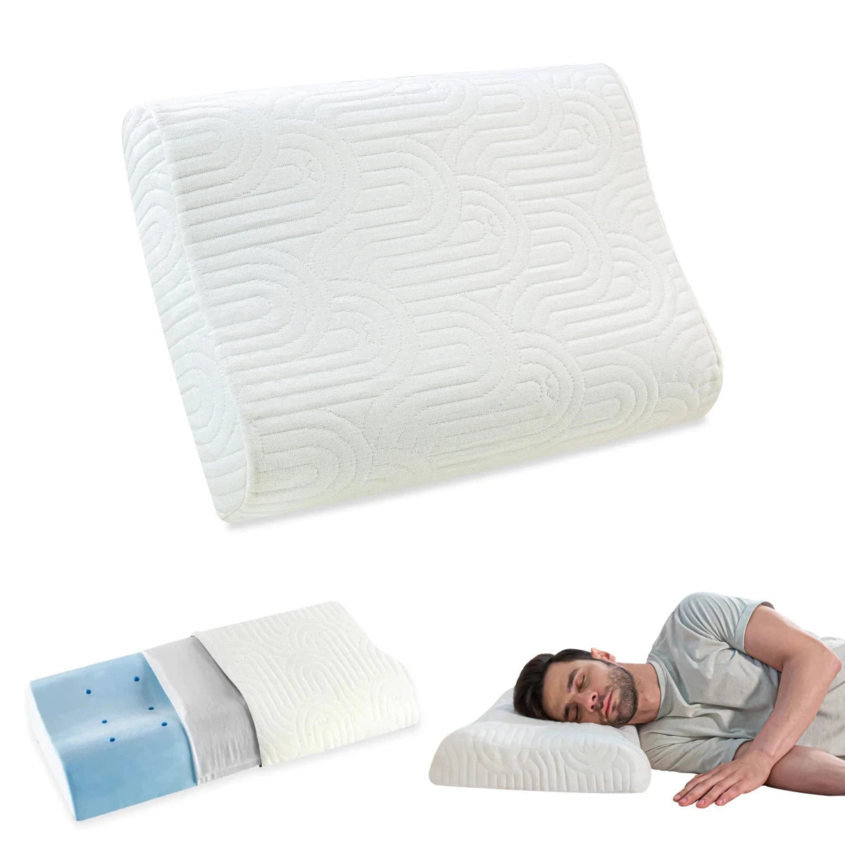 Original Cervical Pillow- Cooling Gel Memory Foam- Medium Firm Contour Pillow The White Willow Creamy Calm Standard Size: 20 x 12 x 3/4 inch 1