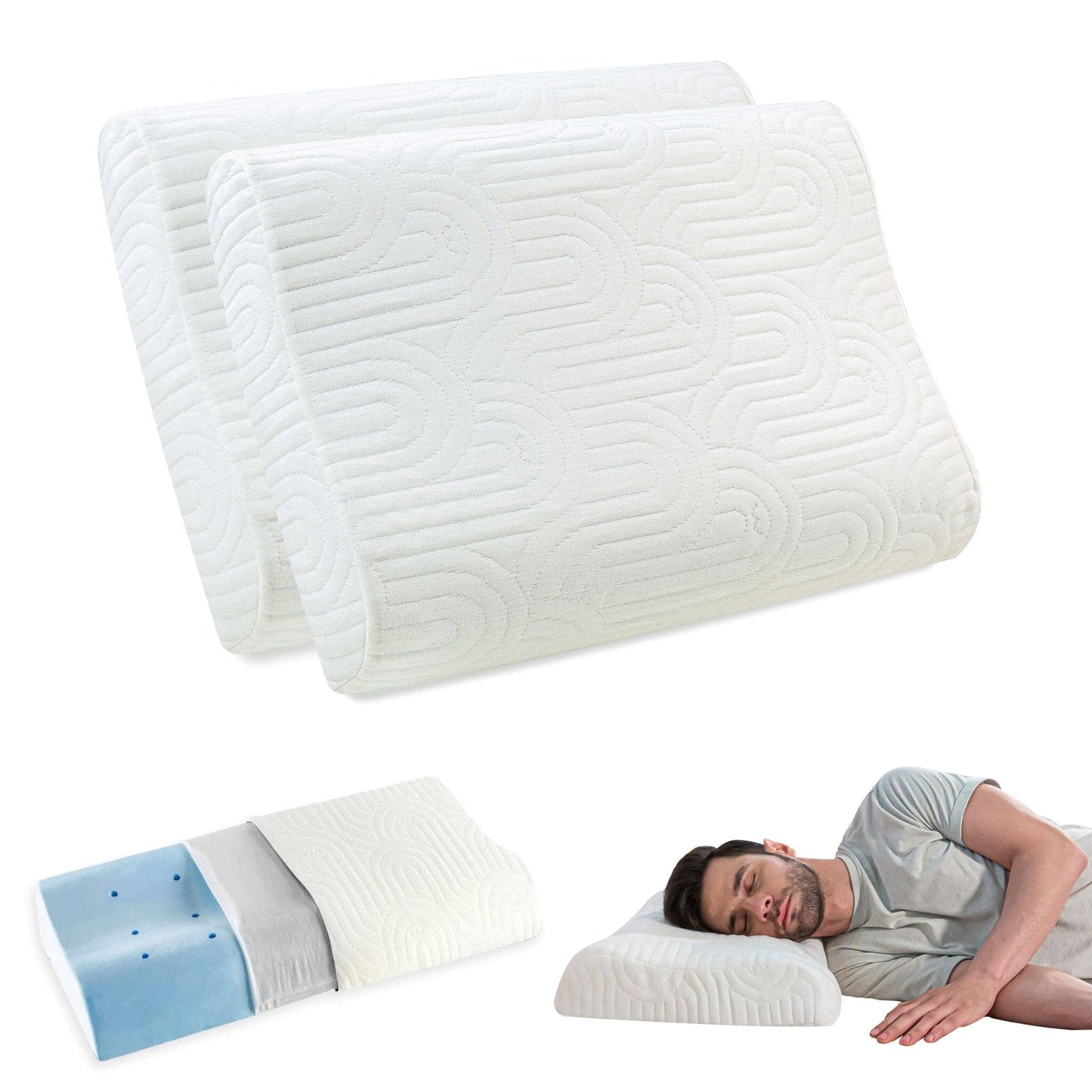 Original Cervical Pillow - Cooling Gel Memory Foam - Medium Firm - Contour Pillow - The White Willow